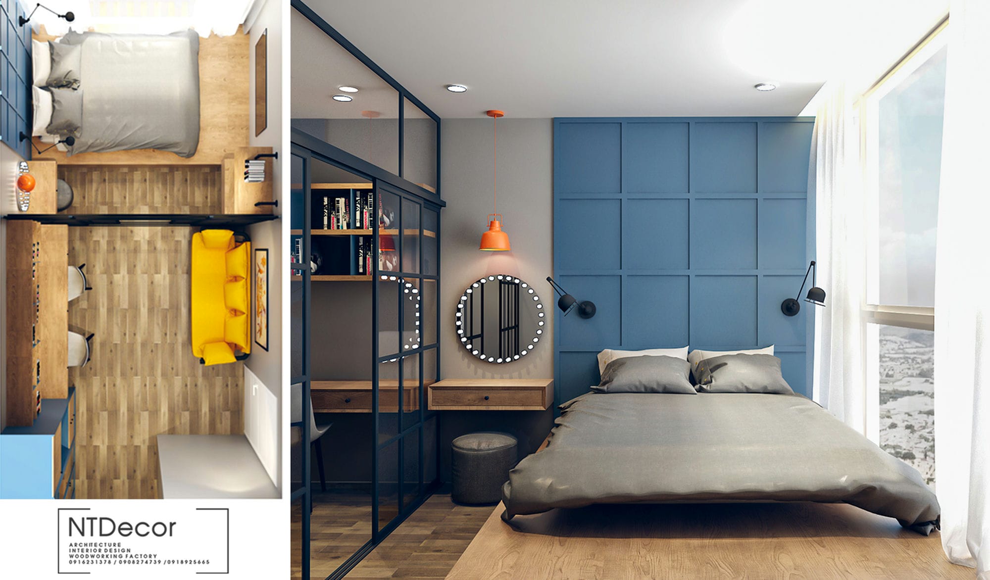 Bird eye view Bedroom 3D Design of Petro LandMark Apartment | NTDecor