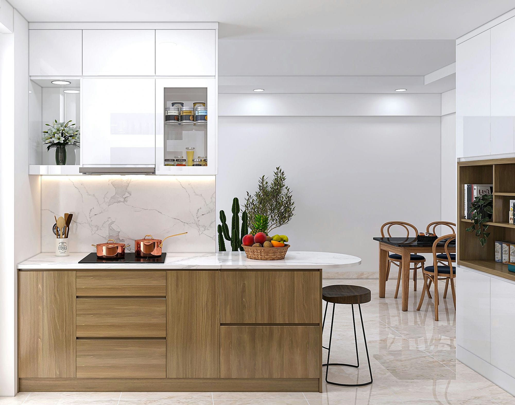 Kitchen 3D Design Hung Phat Tower Apartment | NTDecor