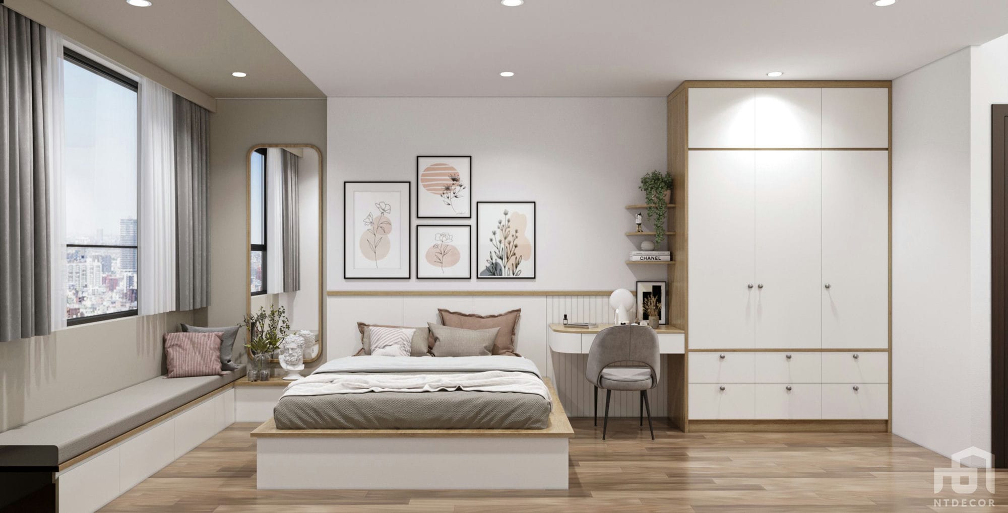 Bedroom 3D Design of C-Sky View Apartment | NTDecor