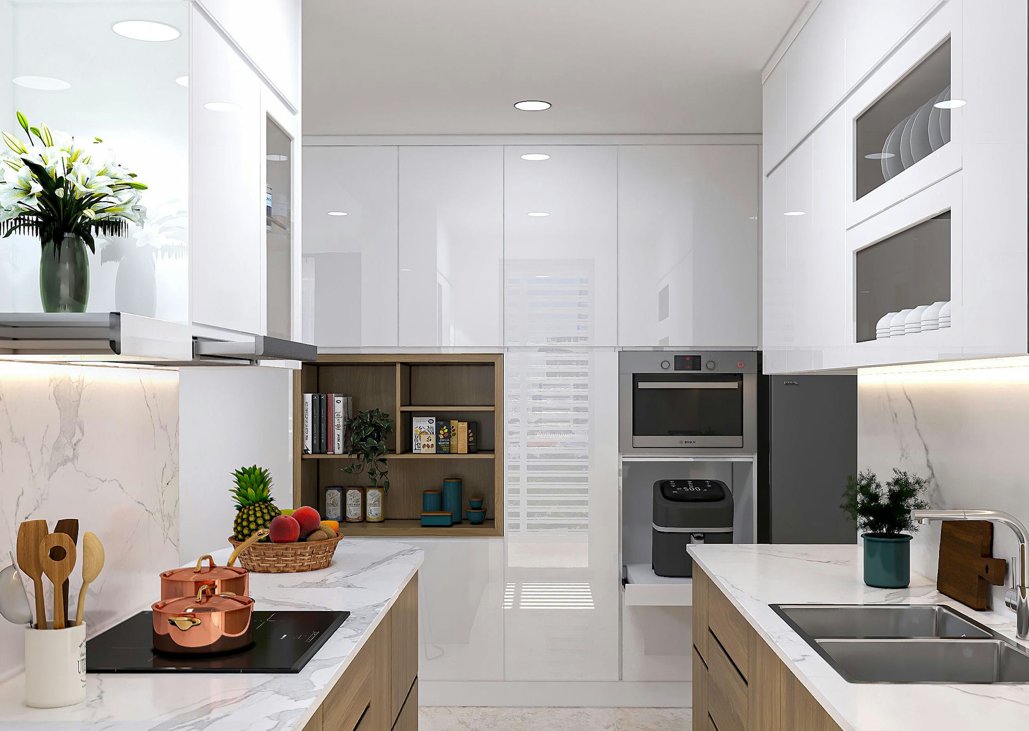 Kitchen 3D Design Hung Phat Tower Apartment | NTDecor