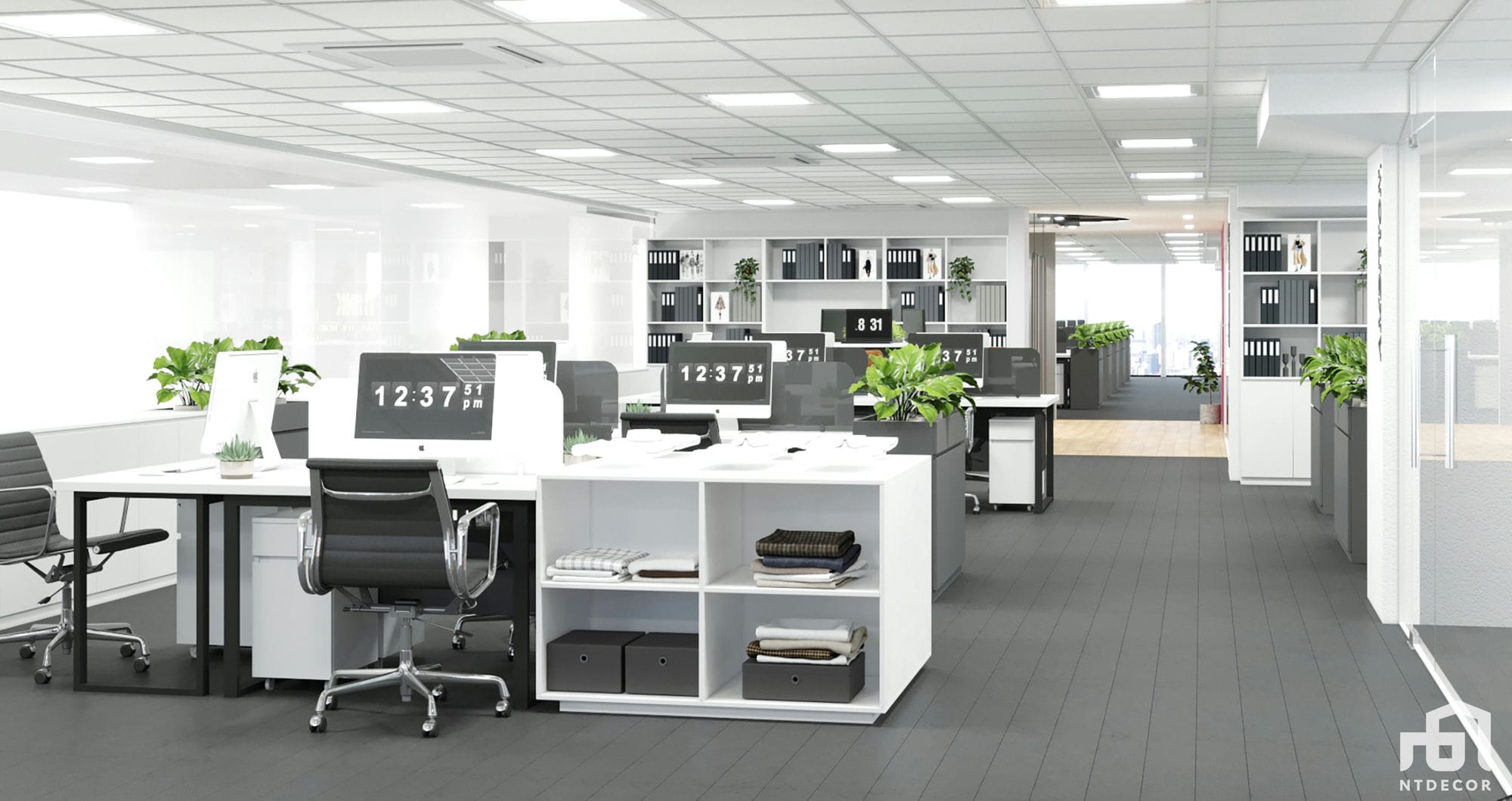 Working Area Open Space 3D Design of Melcosa Office | NTDecor