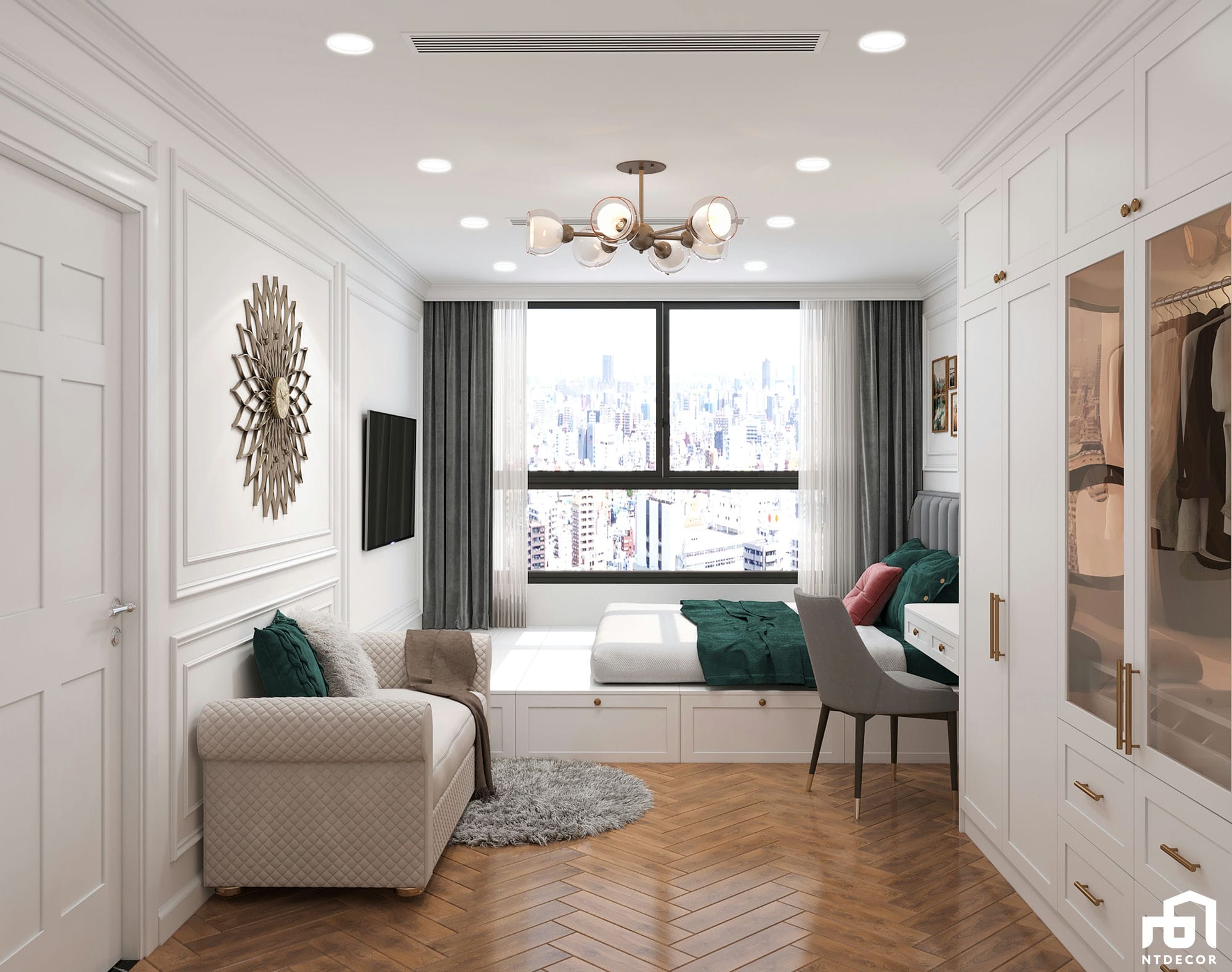 Master Bedroom 3D Design of Kingston Residence Apartment | NTDecor