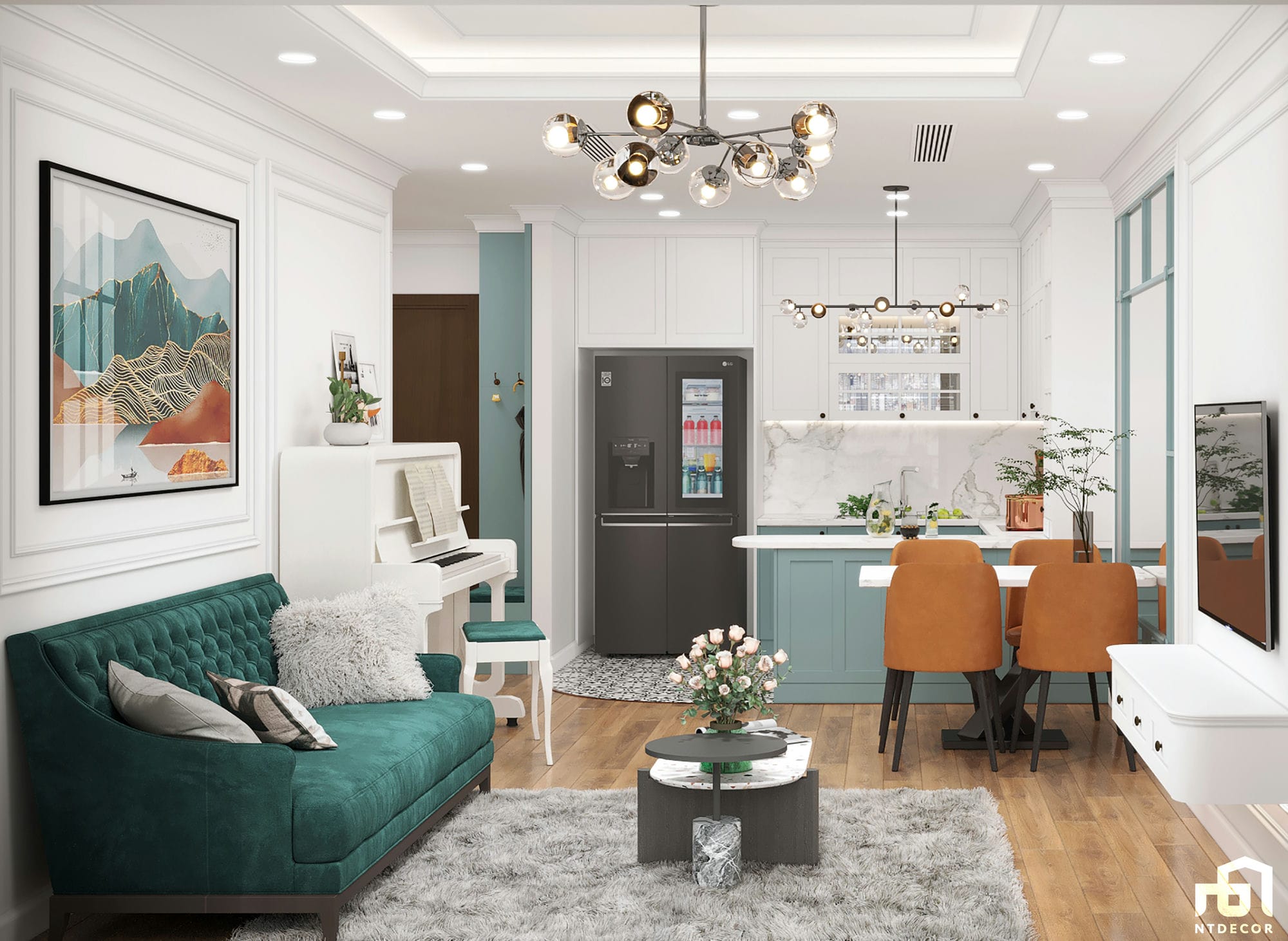 Living Room 3D Design of Kingston Residence Apartment | NTDecor