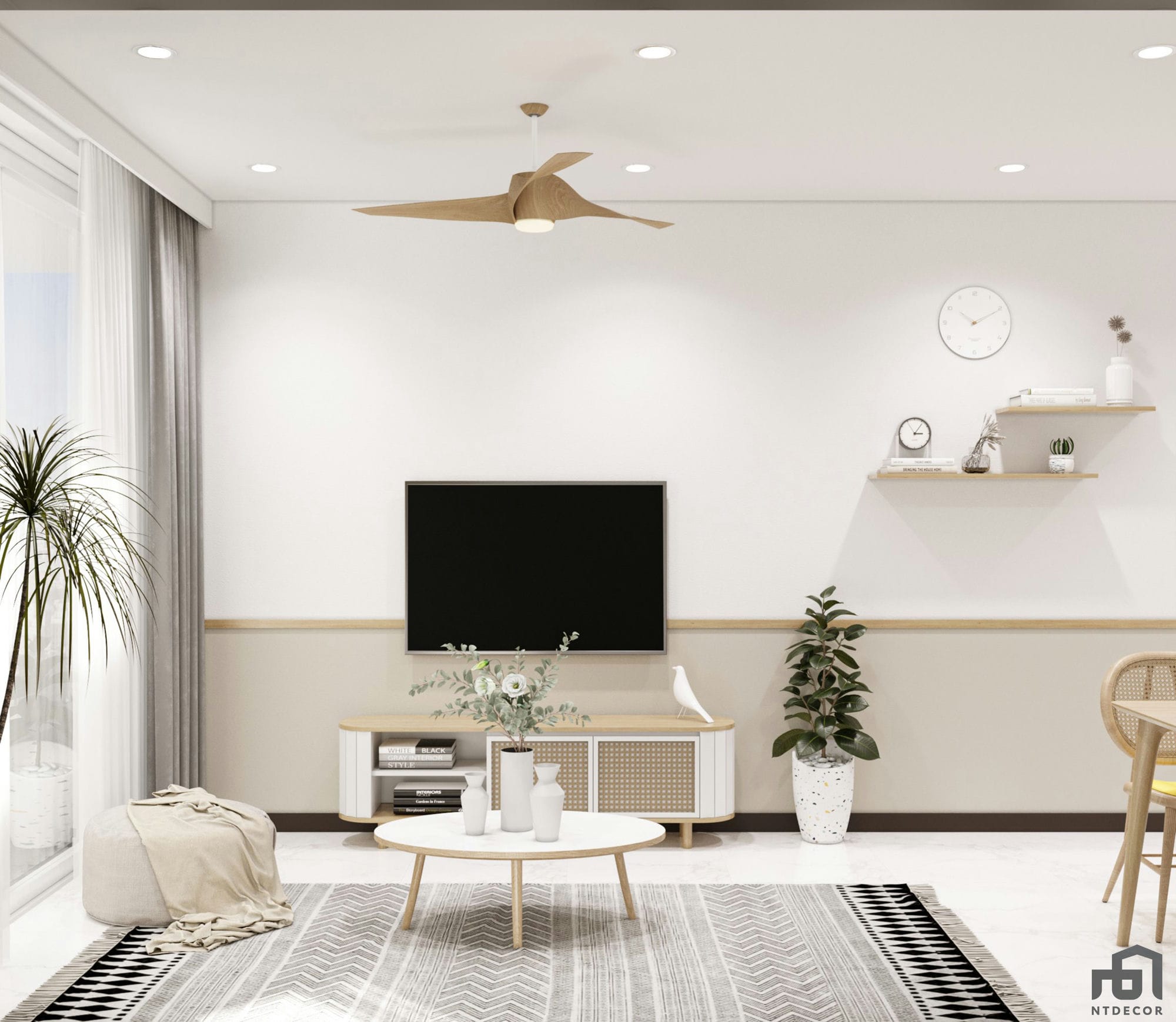 Living Room 3D Design of C-Sky View Apartment | NTDecor