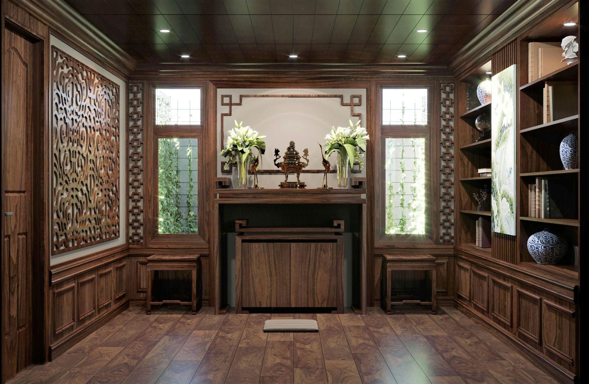 Altar Room 3D Design of The Villas Vinhomes Central Park | NTDecor