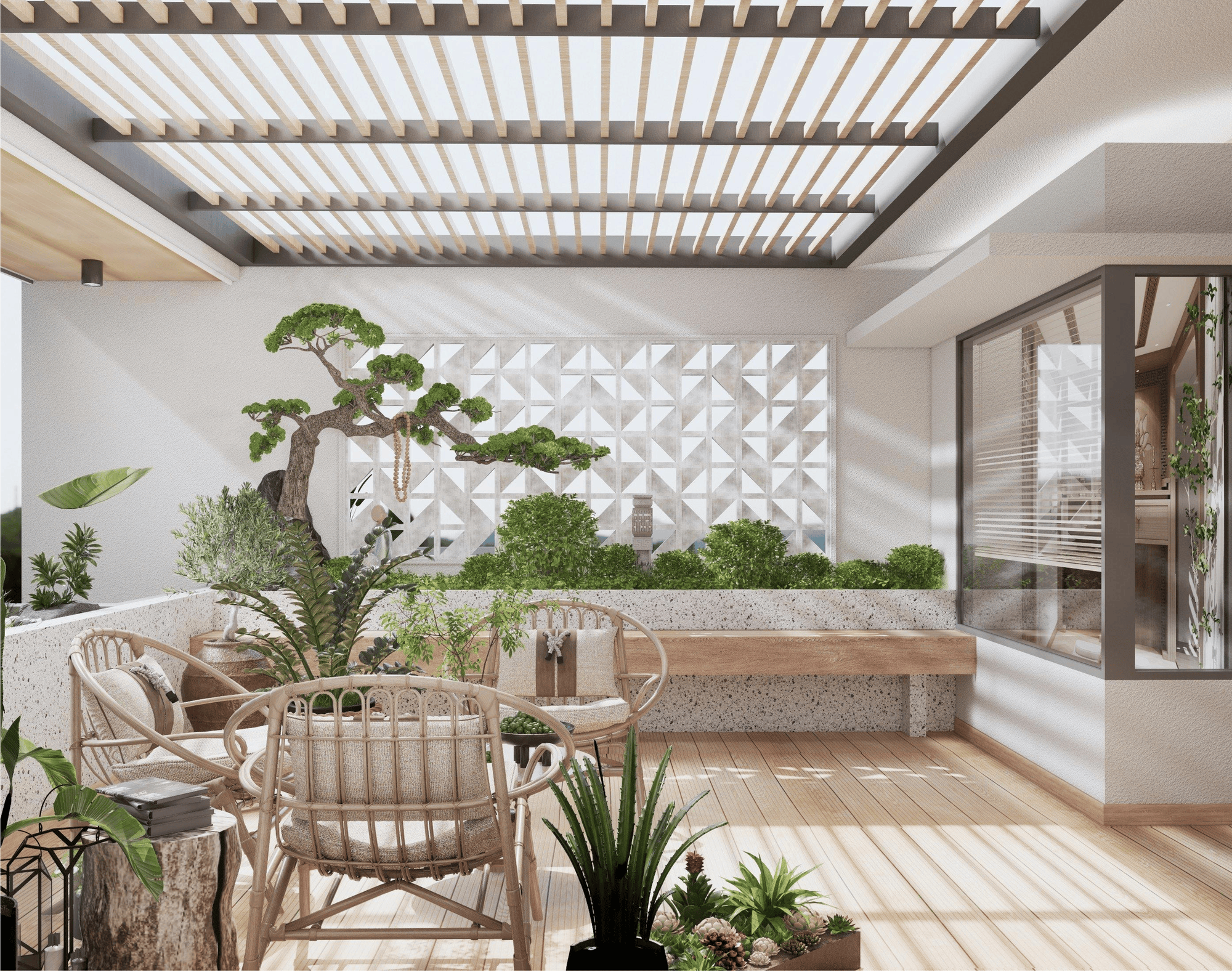 Terrace garden 3D design of The Huy's House | NTDecor