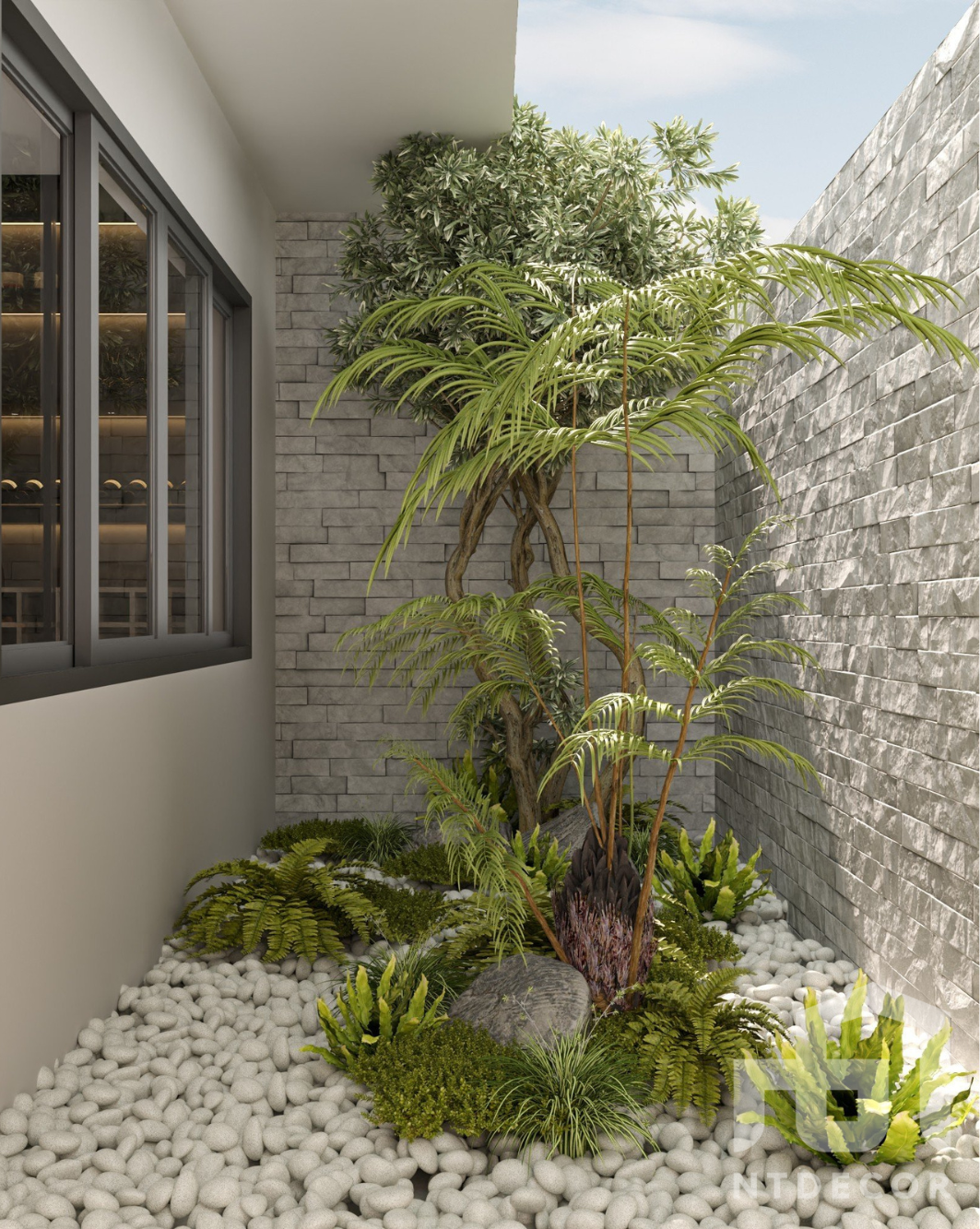 Backyard 3D Design of Hieu Hang's House Interior Design Modern Style | NTDecor
