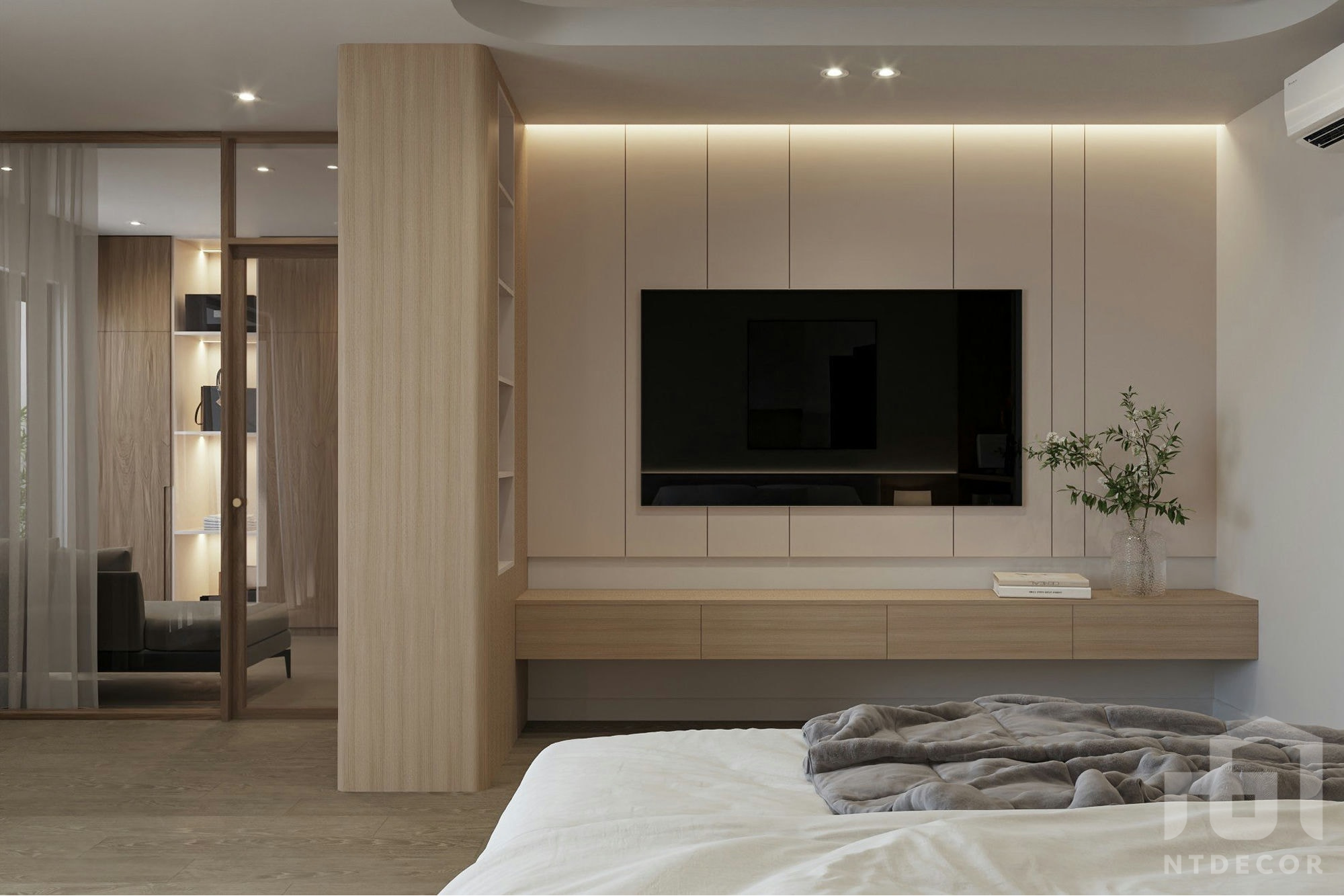 Bedroom 3D Design of Hieu Hang's House Interior Design Modern Style | NTDecor