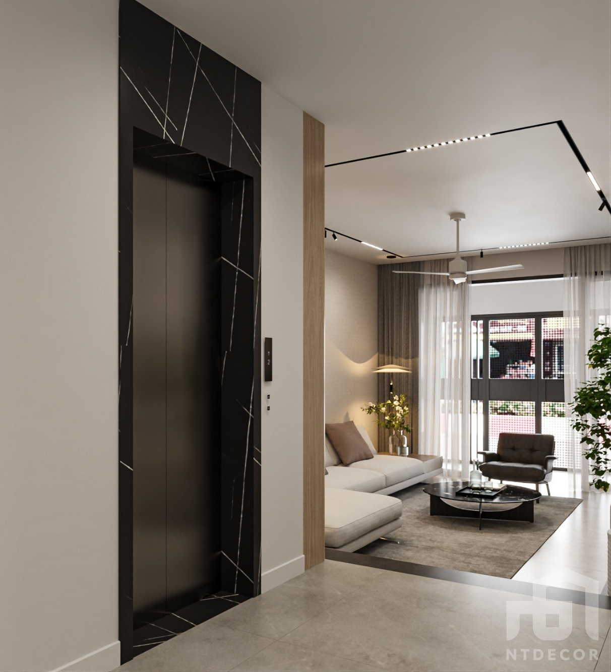 Elevator 3D Design of Hieu Hang's House Interior Design Modern Style | NTDecor