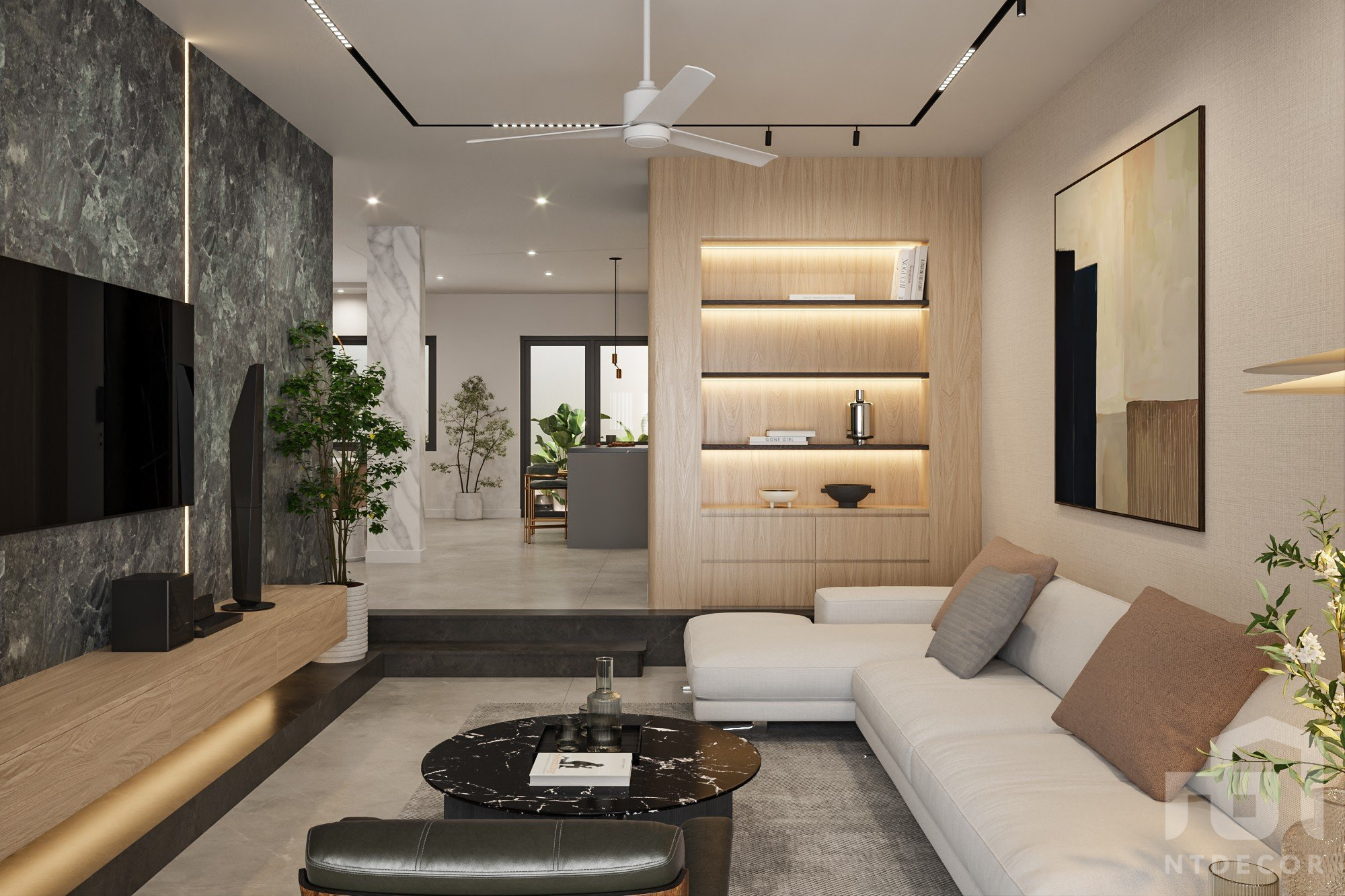 Living Room 3D Design of Hieu Hang's House Interior Design Modern Style | NTDecor