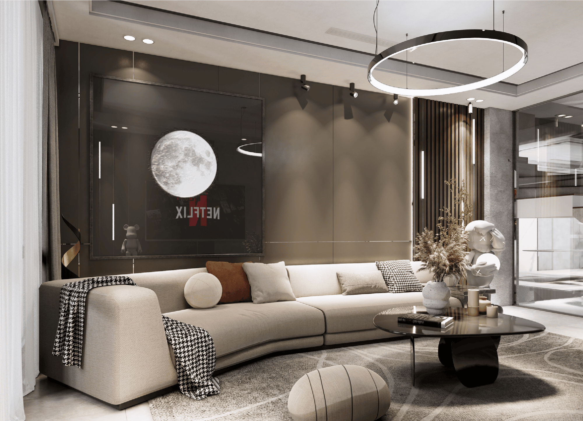 Living room 3D Design of Hieu Huong's House Interior design modern style | NTDecor