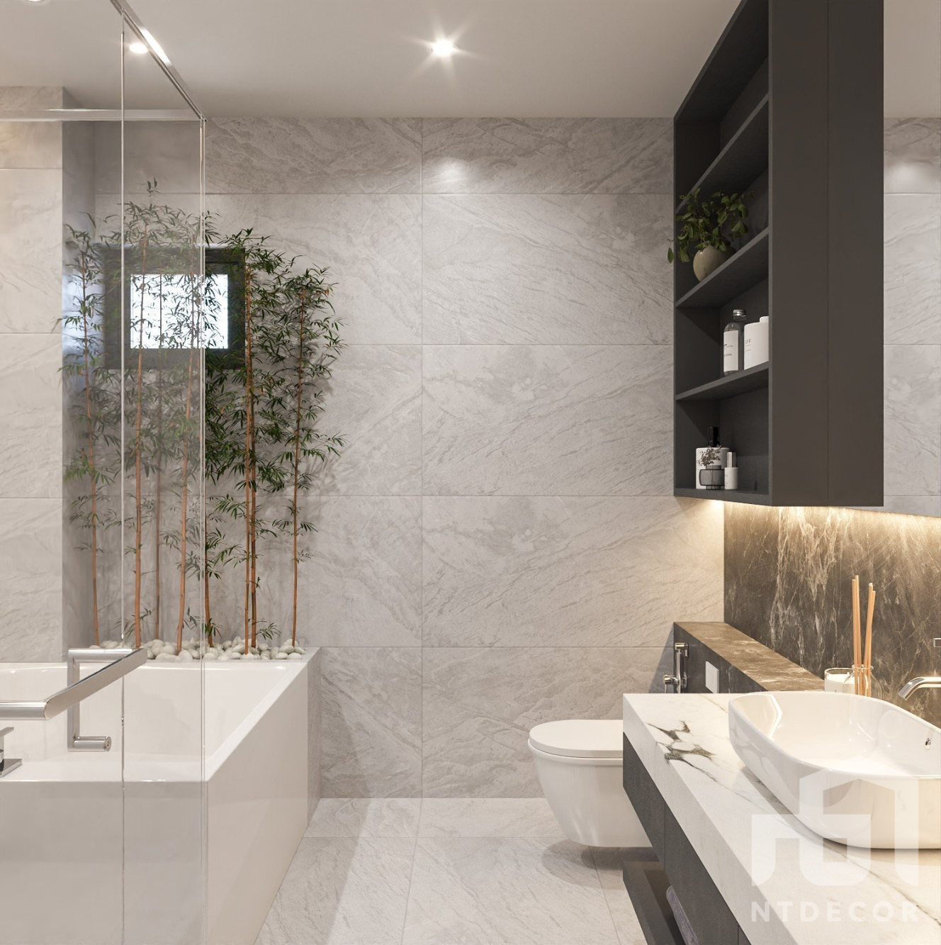 WC 3D Design of Hieu Hang's House Interior Design Modern Style | NTDecor