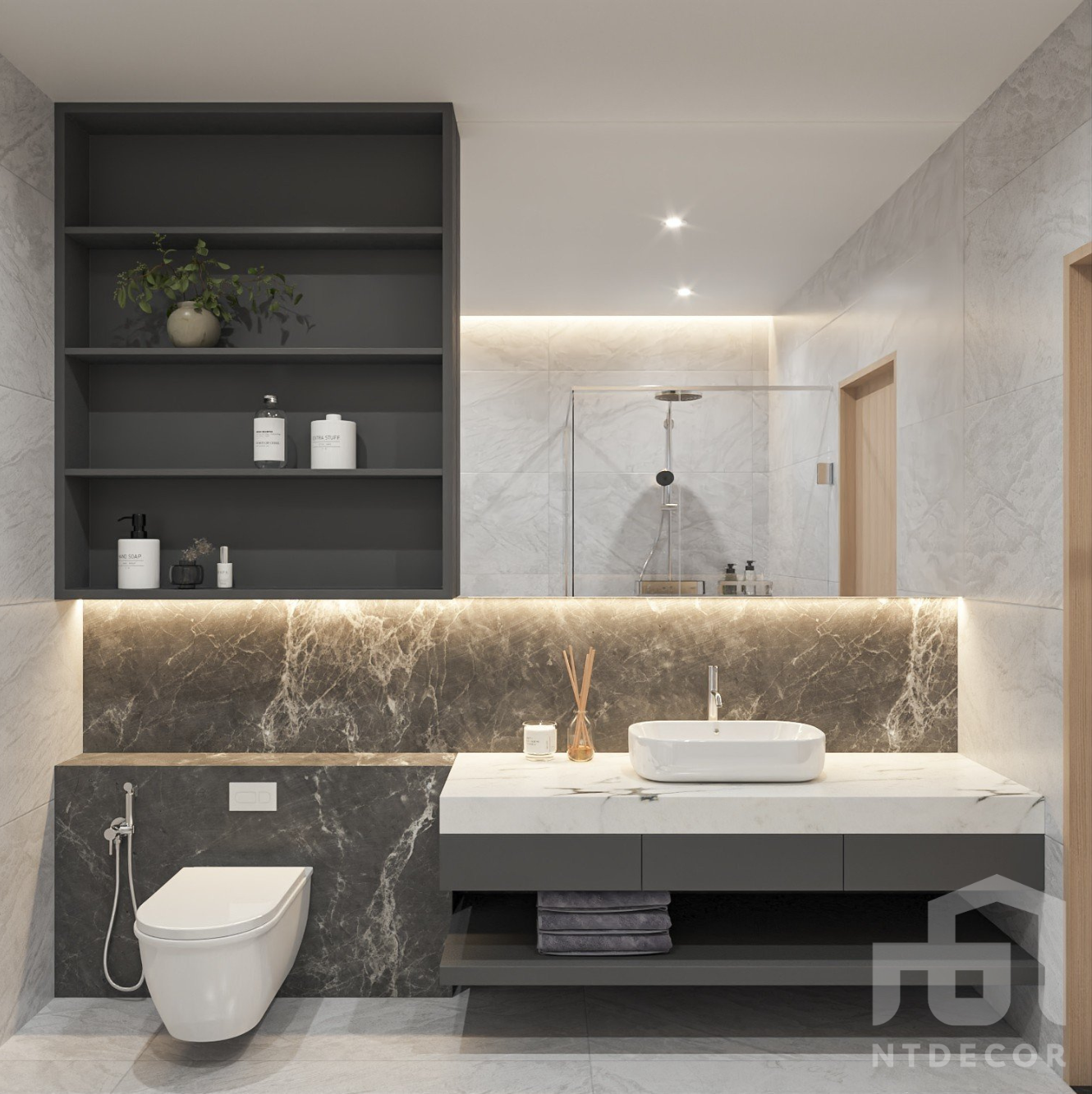 WC 3D Design of Hieu Hang's House Interior Design Modern Style | NTDecor
