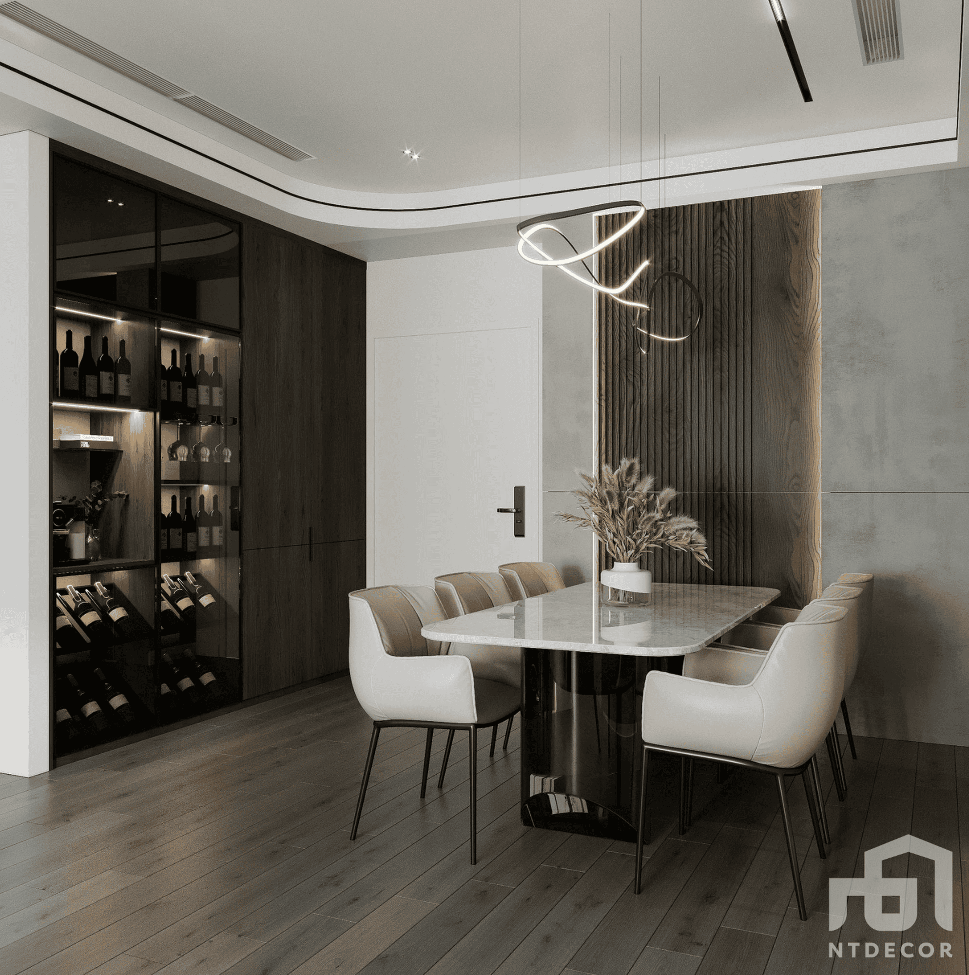 Dinner Table 3D Design of Vinhomes Central Park Apartment Interior Design Modern Style | NTDecor