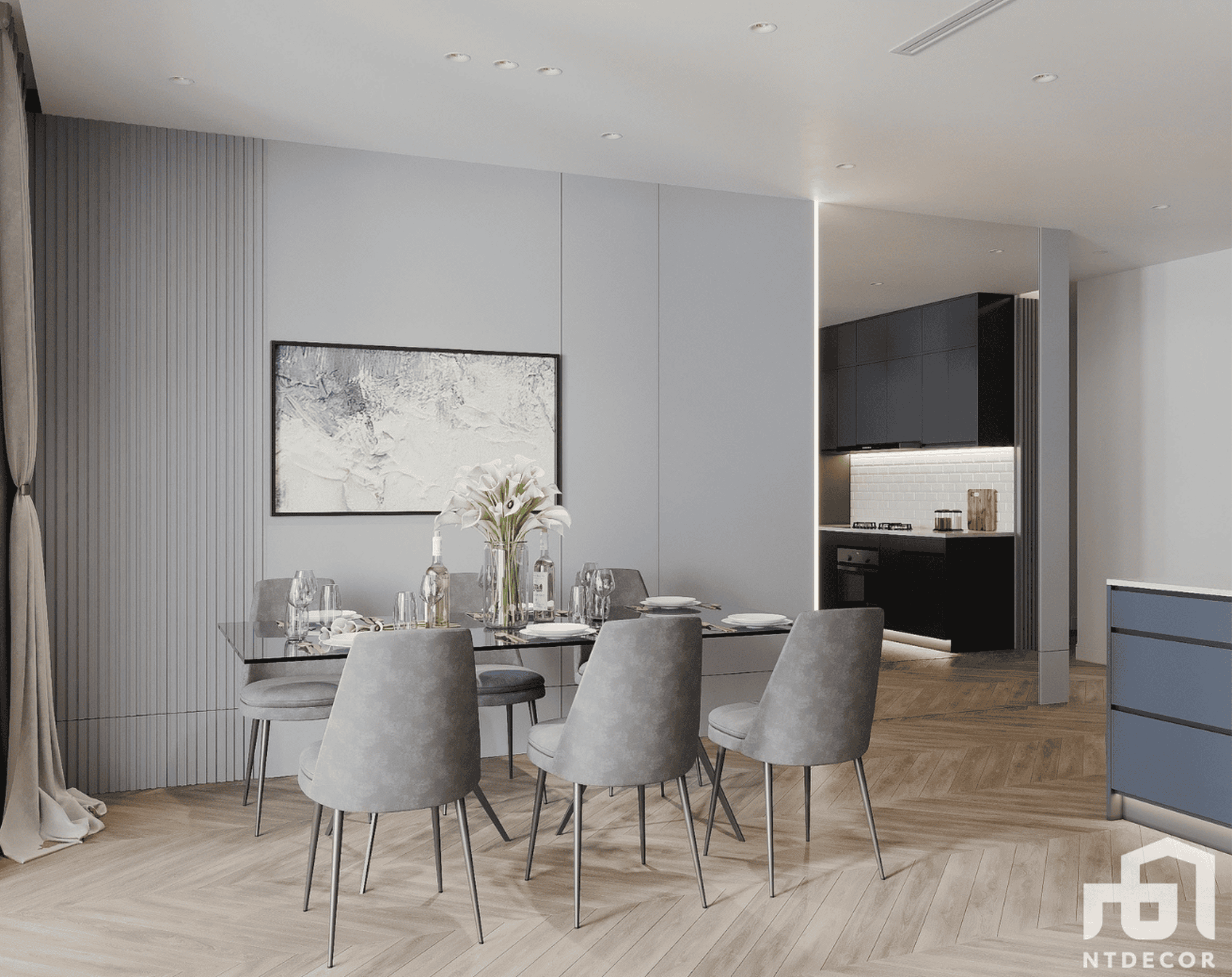 Dinner Table 3D Design of Xi Riverview Palace Interior Design Modern Style | NTDecor