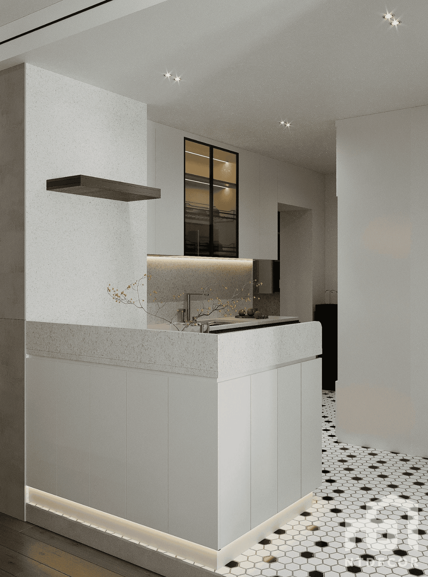 Kitchen 3D Design of Vinhomes Central Park Apartment Interior Design Modern Style