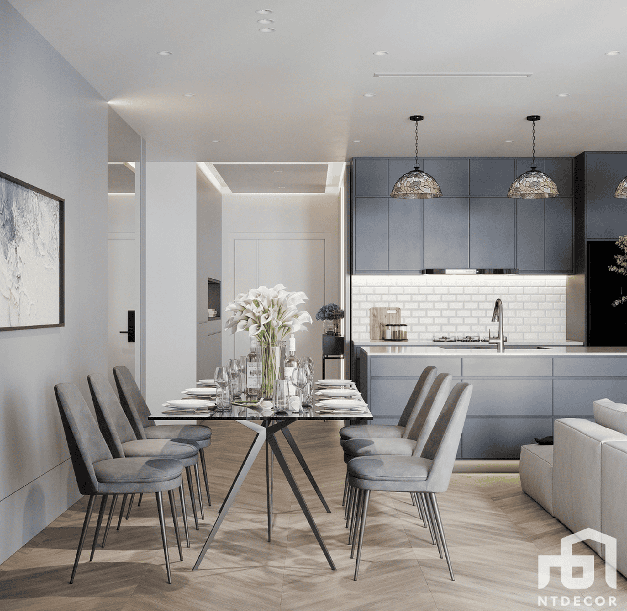 Kitchen 3D Design of Xi Riverview Palace Interior Design Modern Style | NTDecor