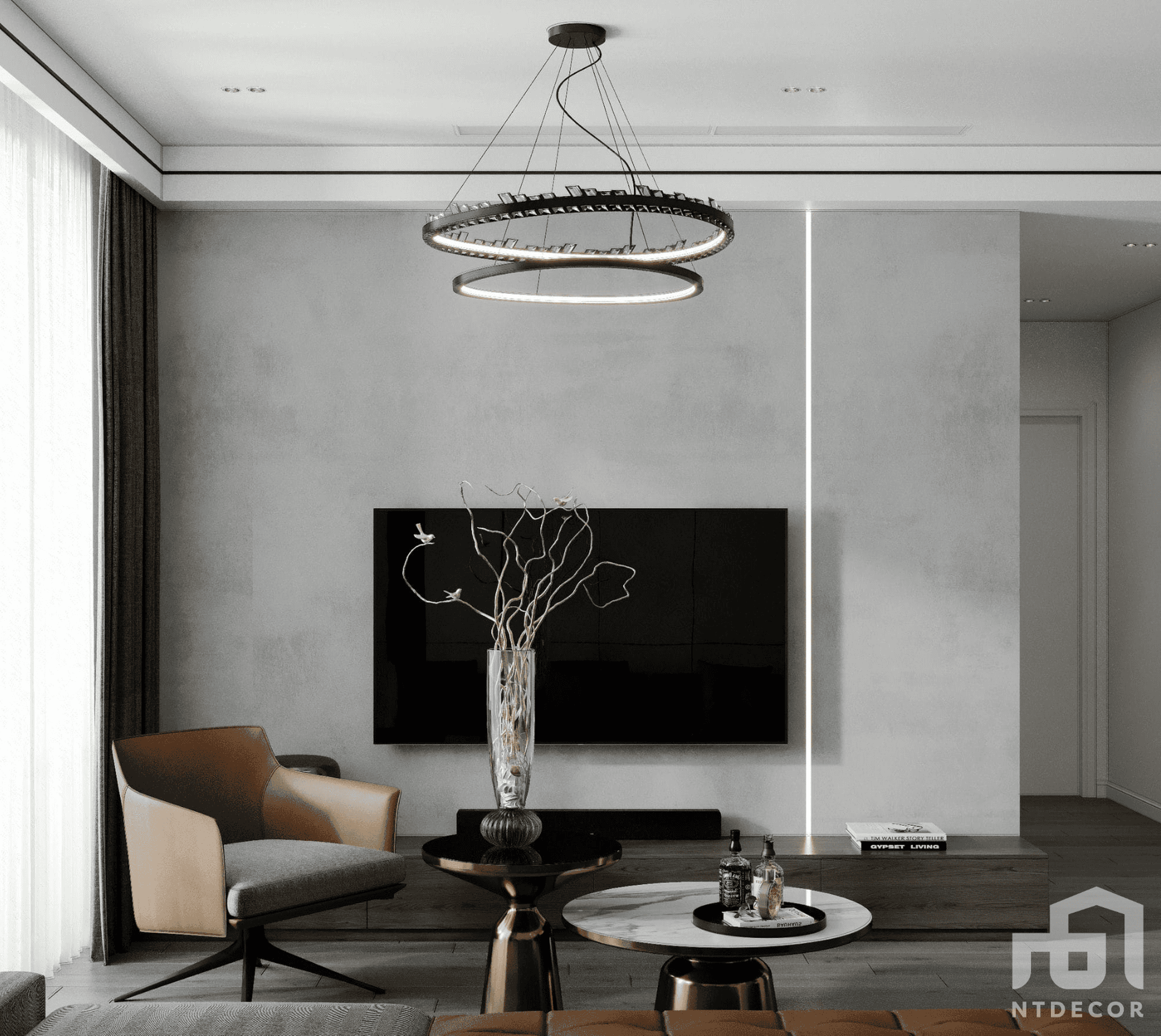 Living Room 3D Design of Vinhomes Central Park Apartment Interior Design Modern Style | NTDecor
