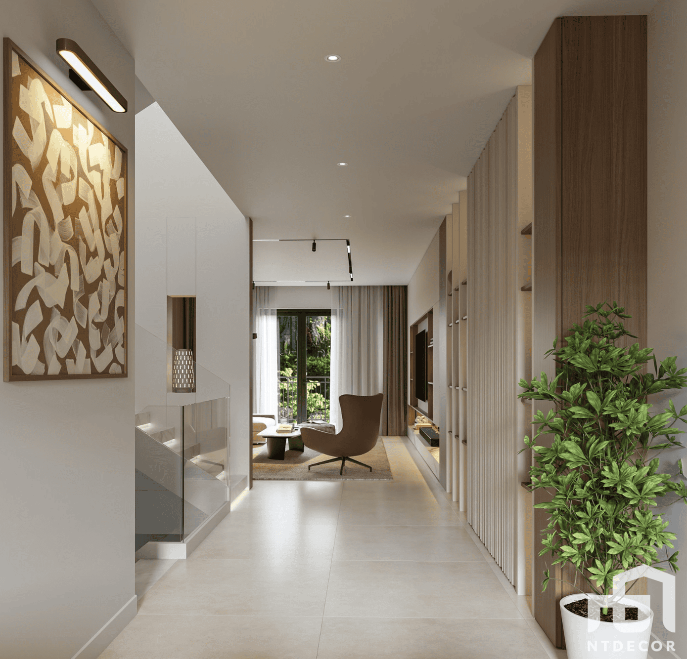 Lobby 3D Design of Thanh Phuong's House Interior Design Modern Style | NTDecor