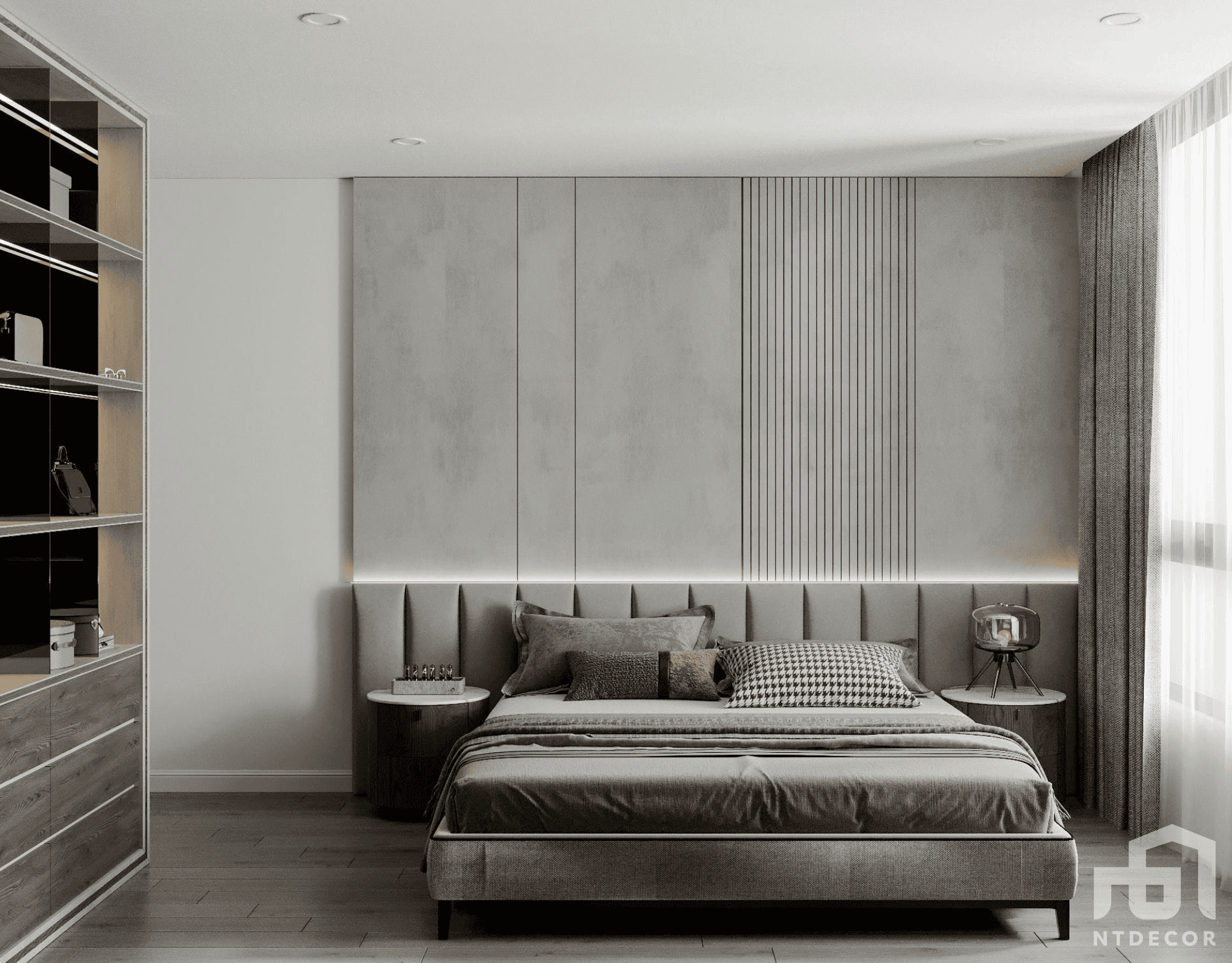 Master Bedroom 3D Design of Vinhomes Central Park Apartment Interior Design Modern Style | NTDecor