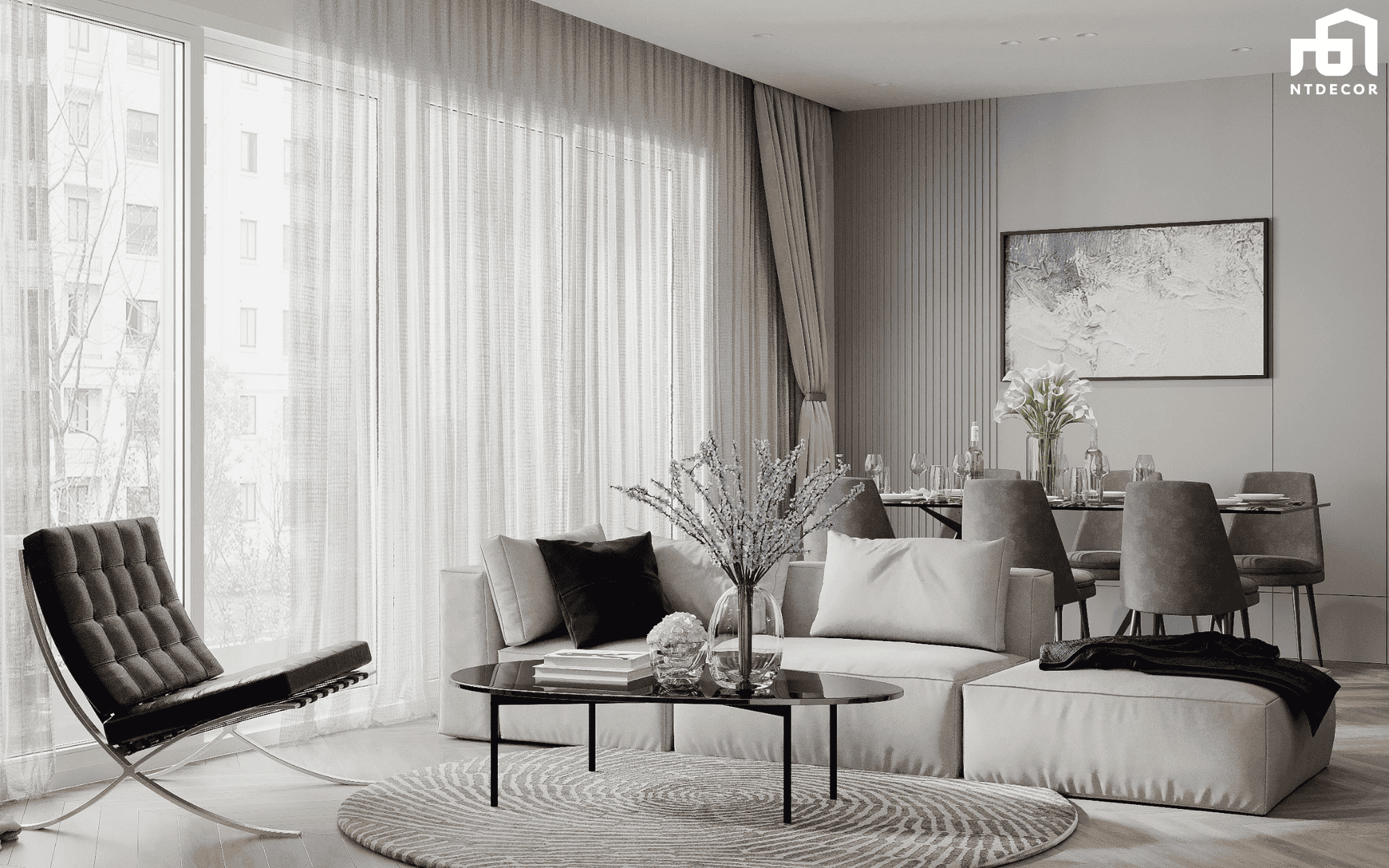 Living Room 3D Design of Xi Riverview Palace Interior Design Modern Style | NTDecor