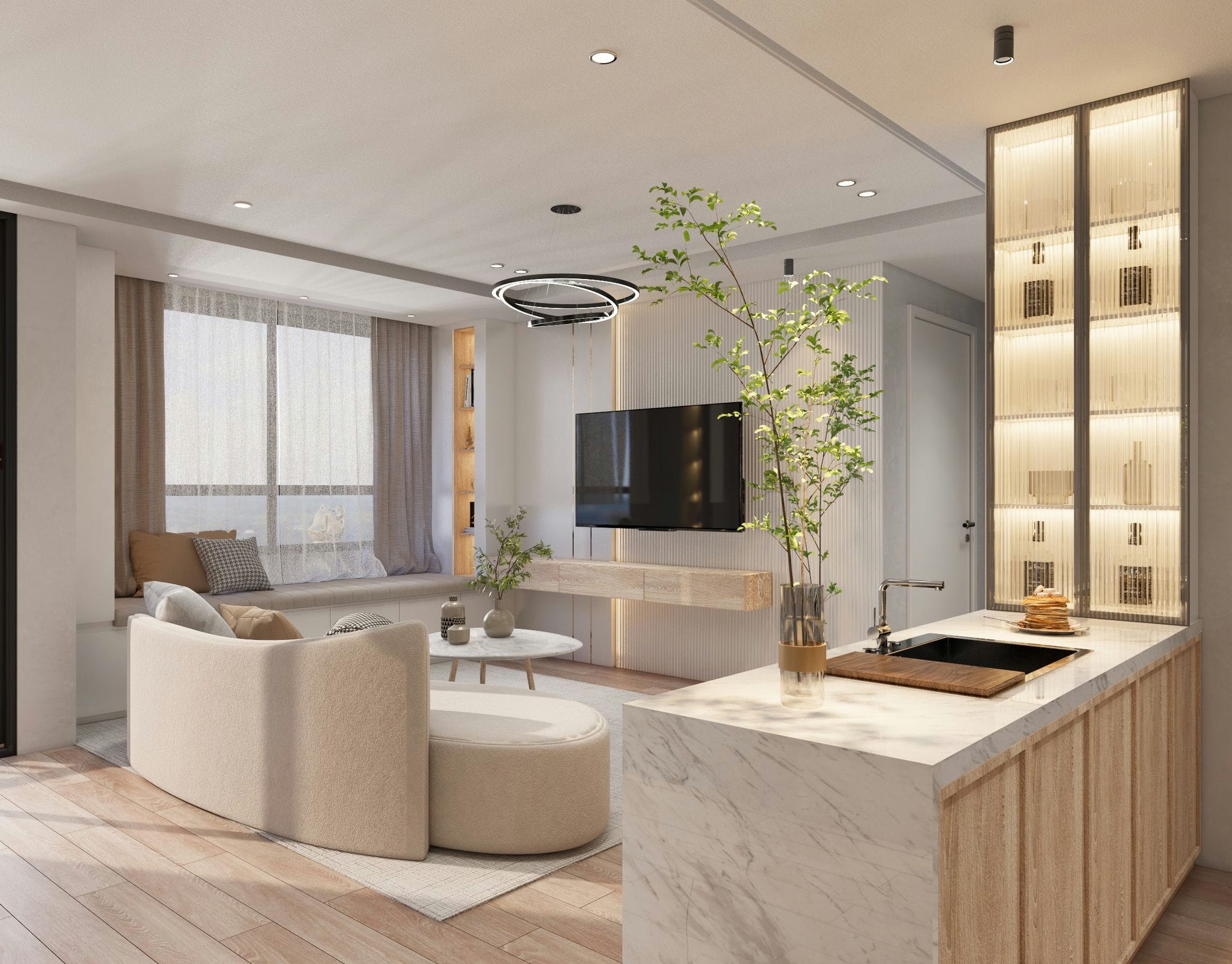 Living Room 3D Design of Vinhomes Apartment | NTDecor