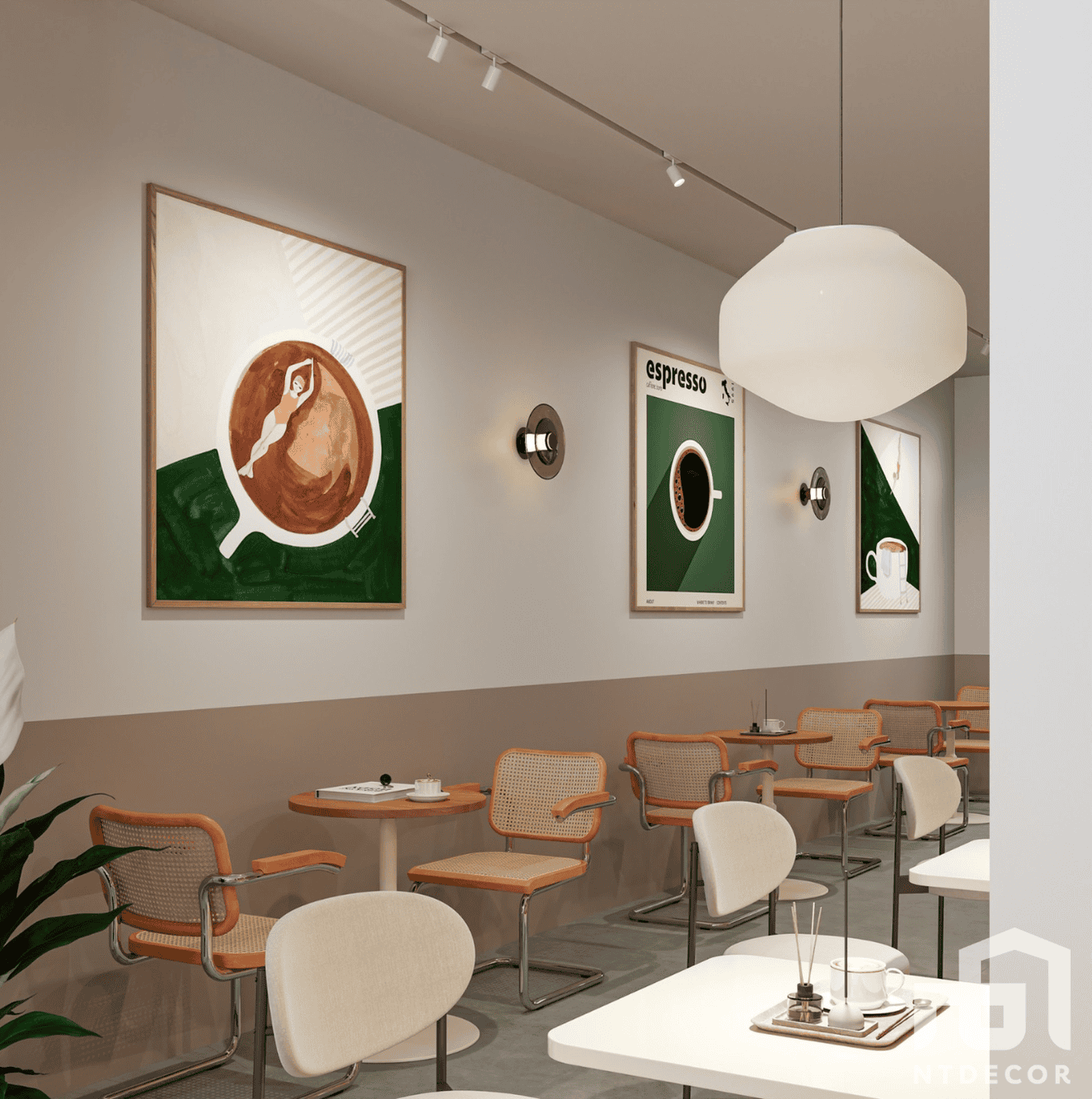 Sitting Area 3D Design of Thanh Phuong's Coffee Interior Design Modern Style