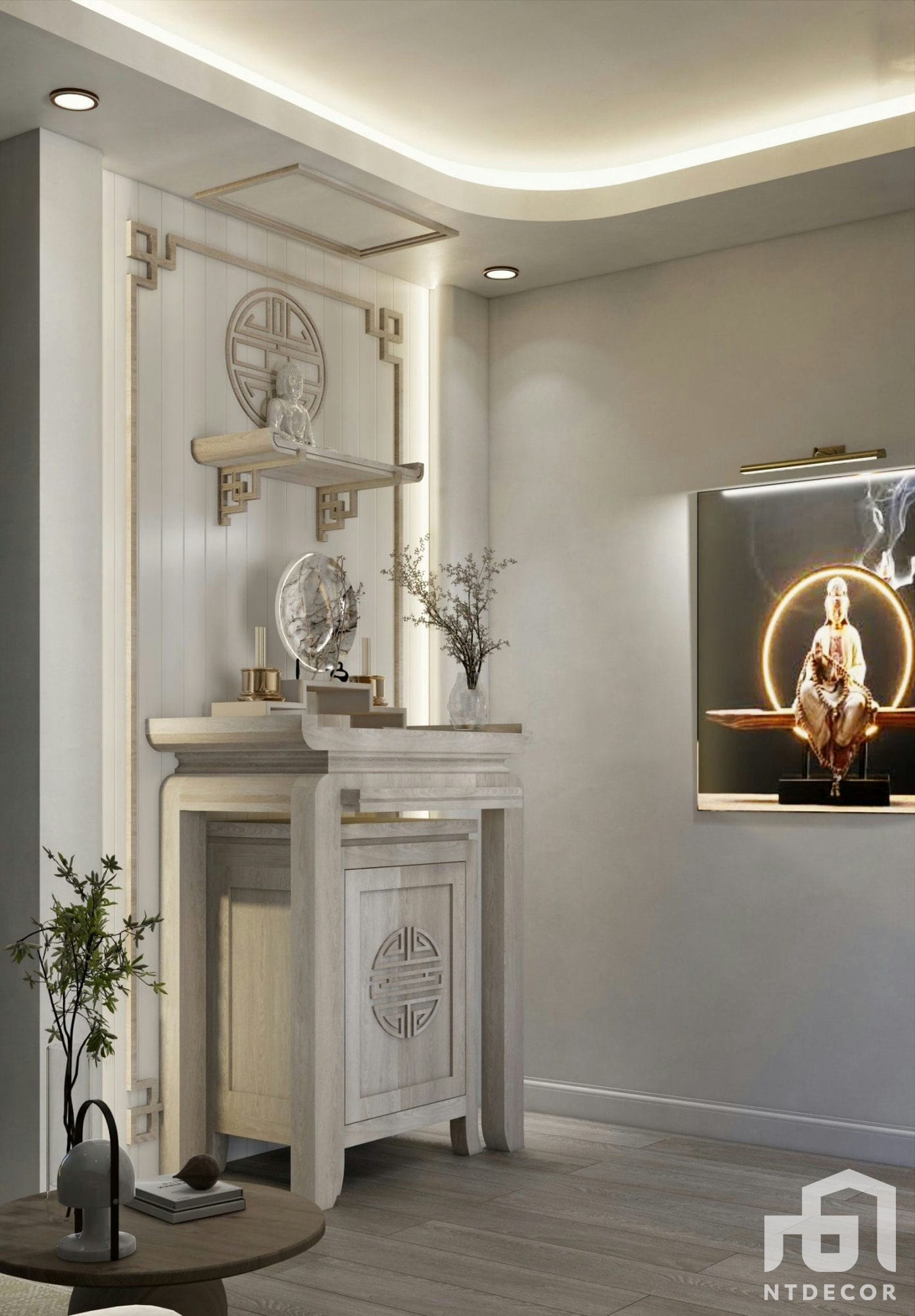 Altar Room 3D Design of Van An's House Interior Design Modern Style | NTDecor