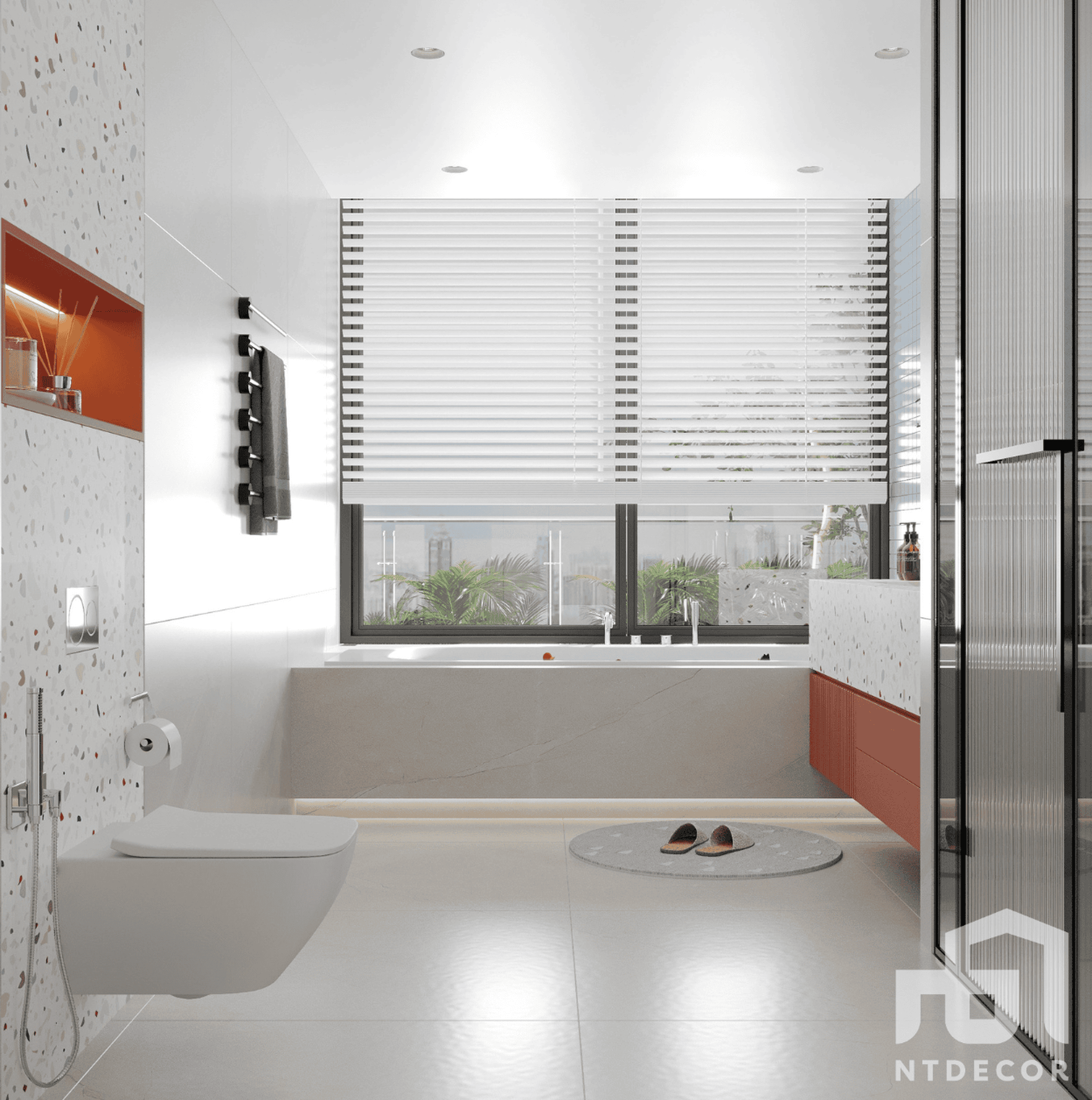 Bathroom 3D Design of Ms. Thao's Penthouse Interior Design Modern Style | NTDecor