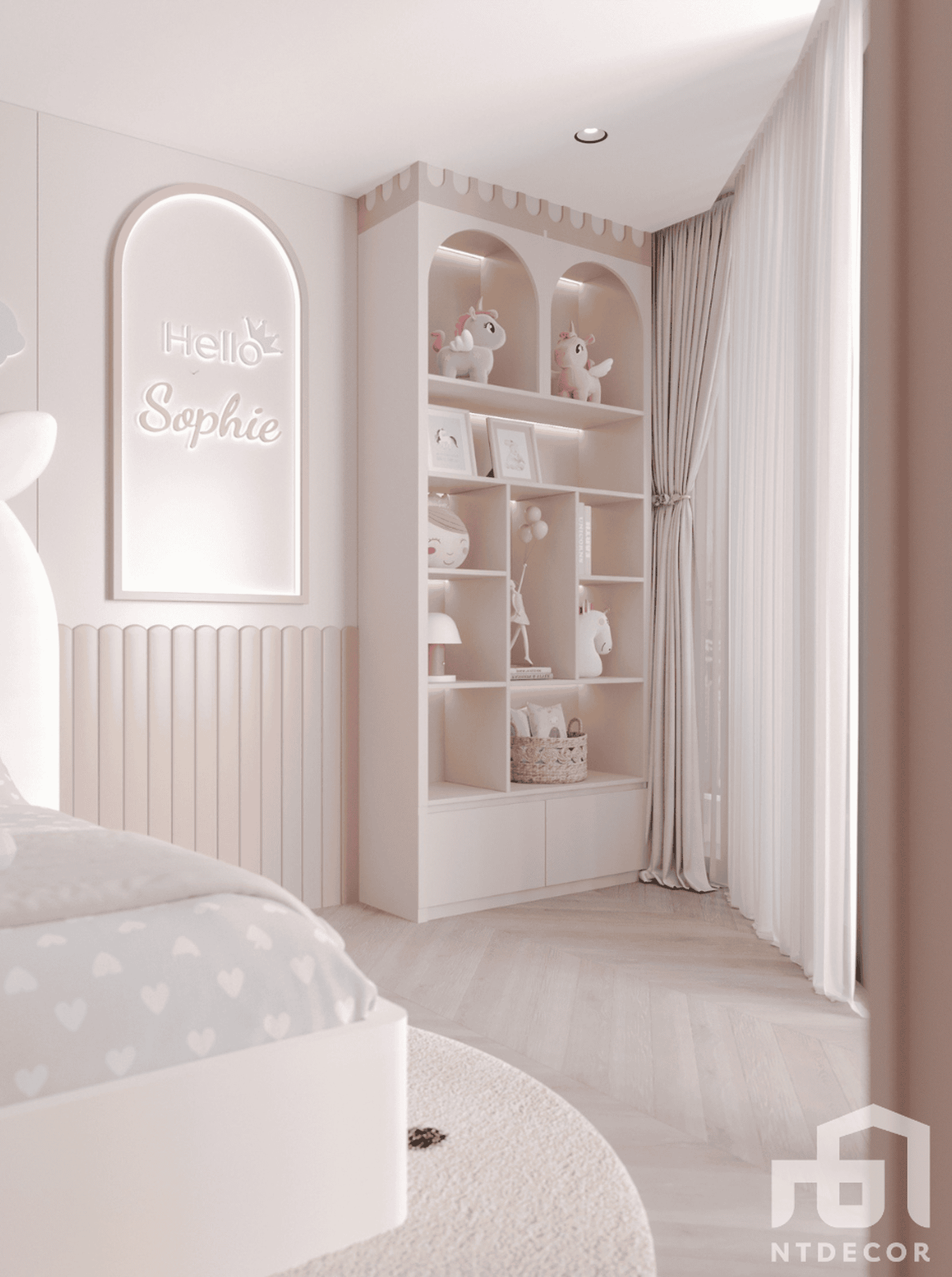 Daughter's Bedroom 3D Design of Ms. Thao's Penthouse Interior Design Modern Style | NTDecor