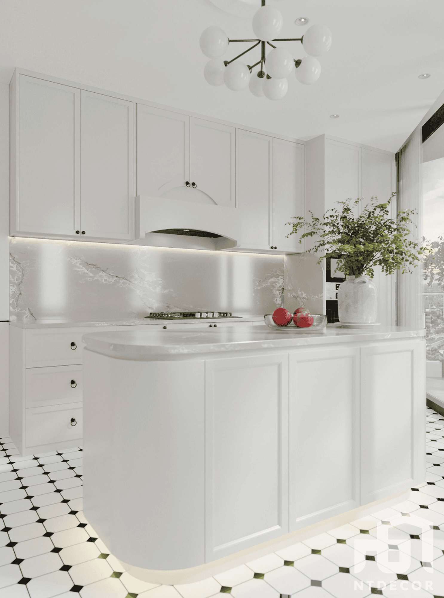 Kitchen 3D Design of Ms. Thao's Penthouse Interior Design Modern Style | NTDecor