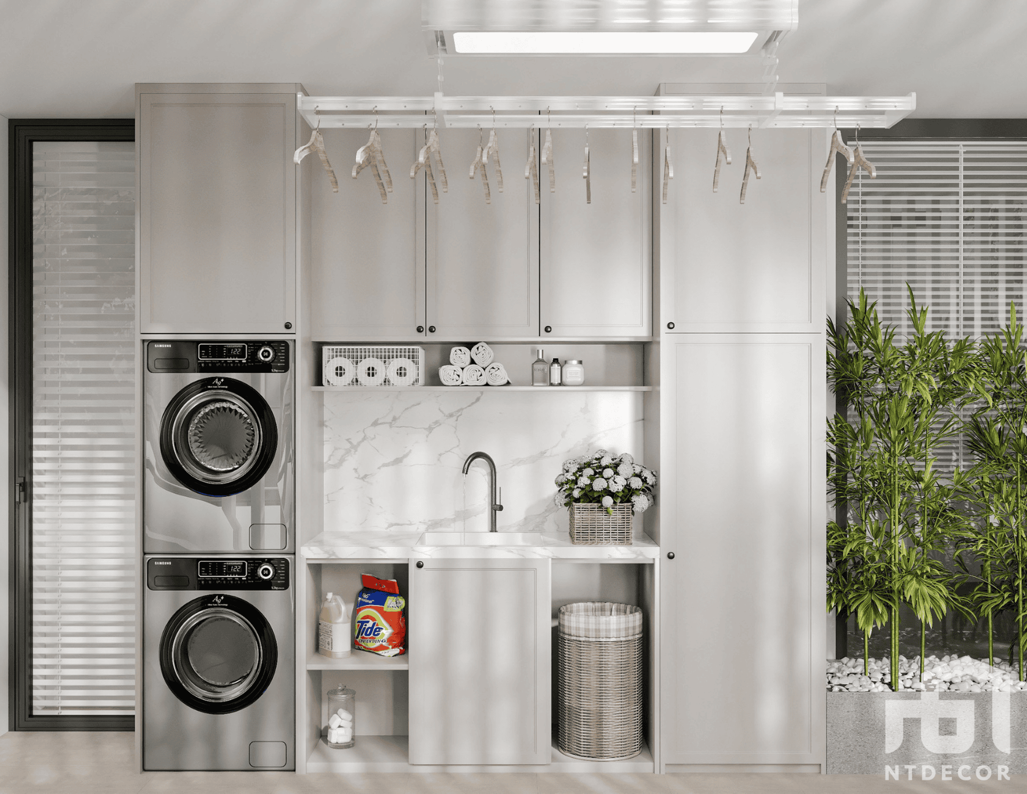 Laundry Room 3D Design of Ms. Thao's Penthouse Interior Design Modern Style | NTDecor