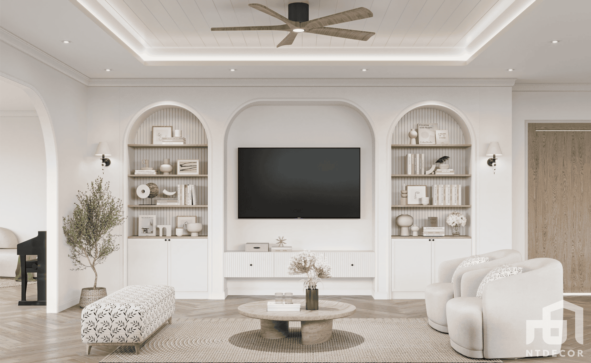 Living Room 3D Design of Ms. Thao's Penthouse Interior Design Modern Style | NTDecor
