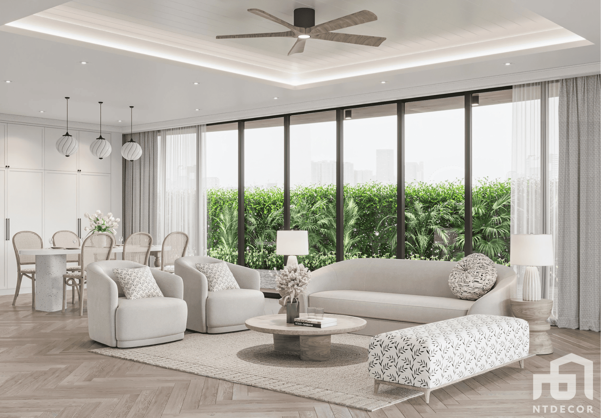 Living Room 3D Design of The Lancaster Building Interior Design Modern Style | NTDecor