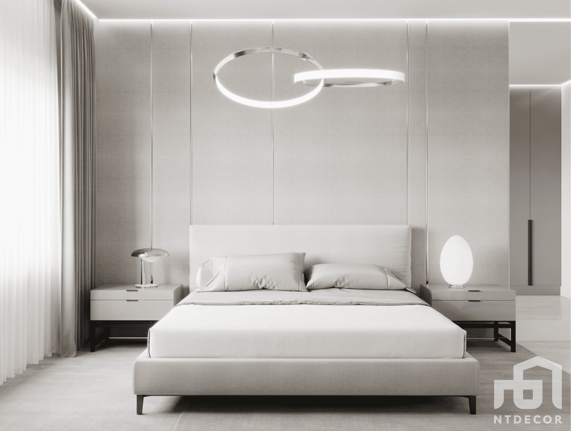 Bedroom 3D Design of Ms. Thao's Penthouse Interior Design Modern Style | NTDecor