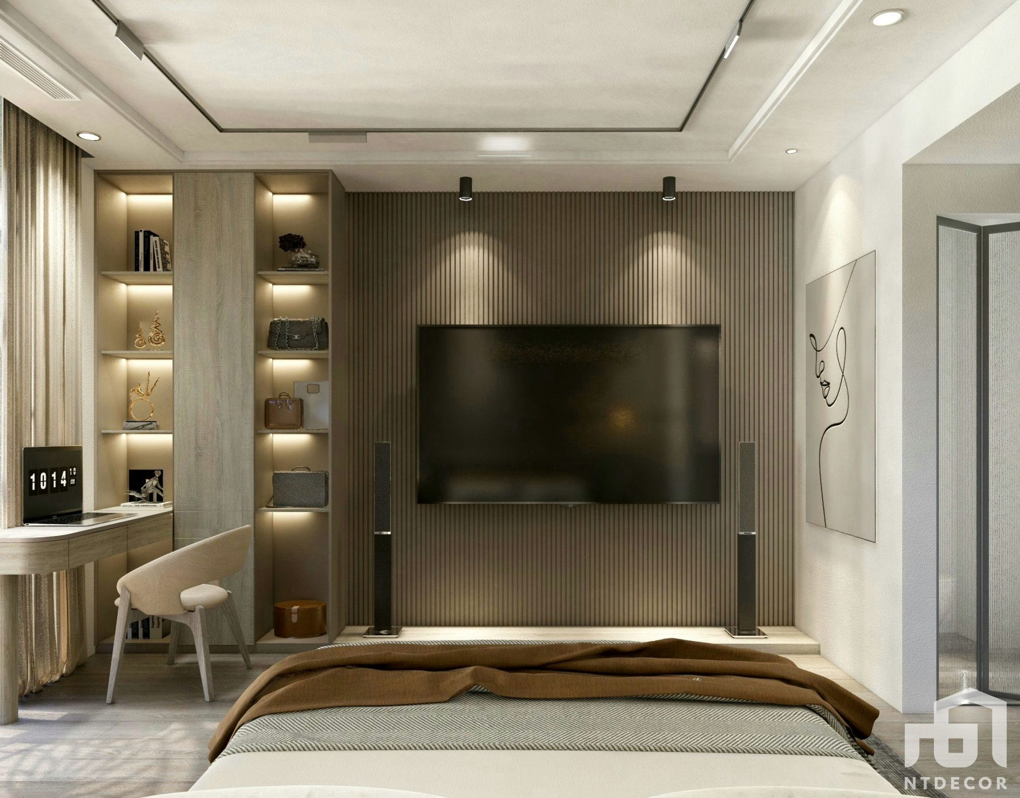 Master Bedroom 3D Design of Van An's House Interior Design Modern Style | NTDecor