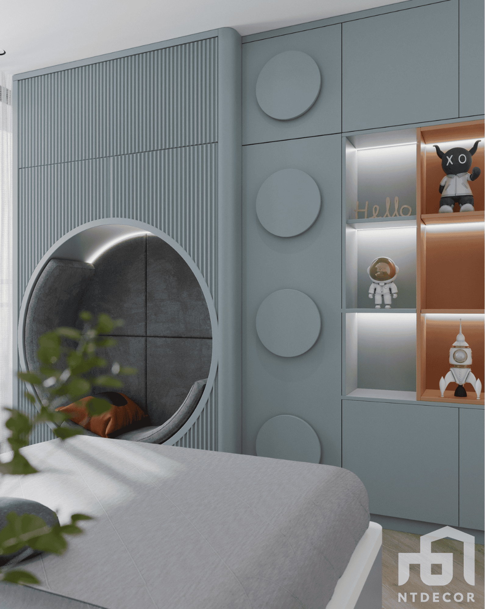Son's Bedroom 3D Design of Ms. Thao's Penthouse Interior Design Modern Style | NTDecor