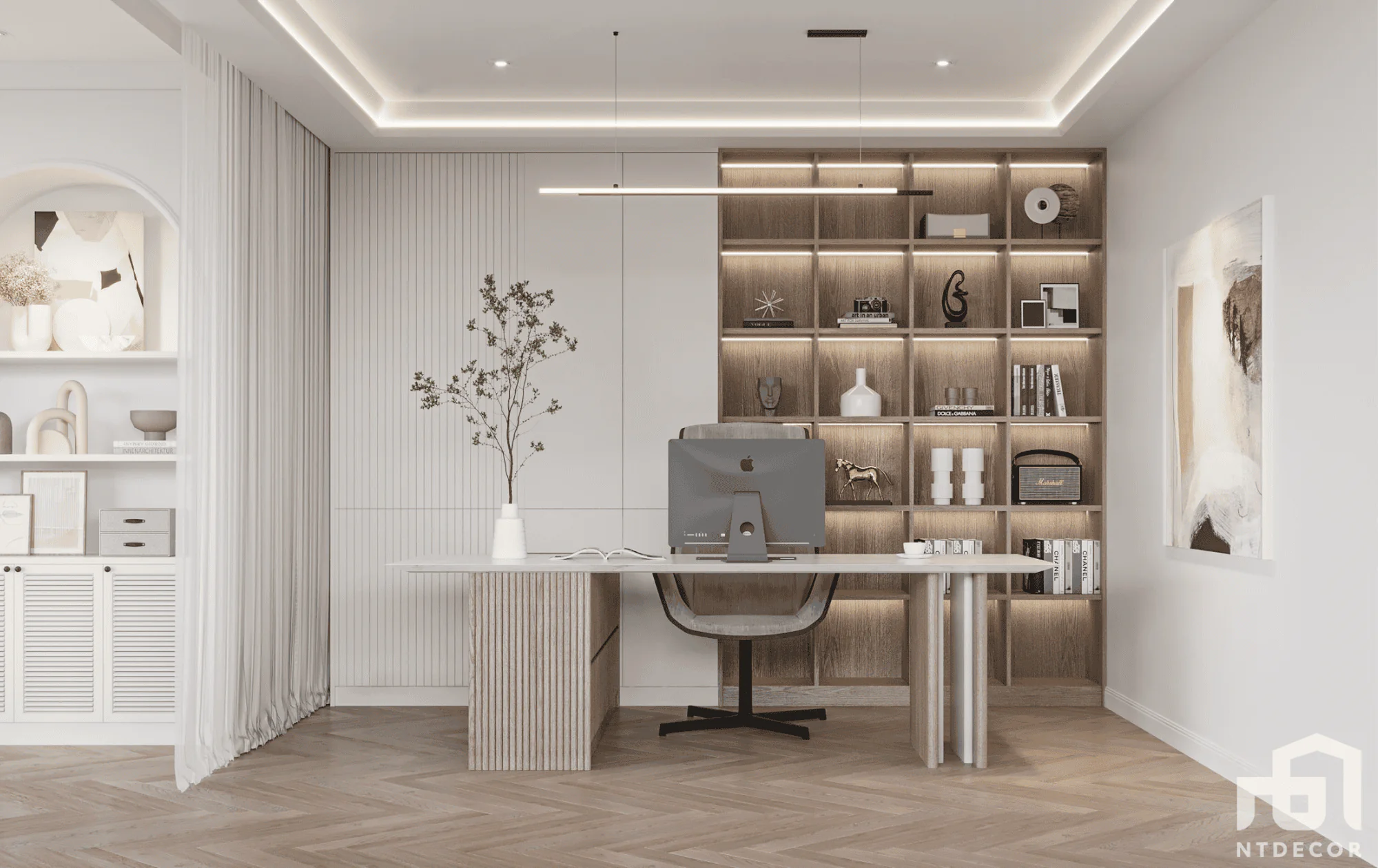 Phòng làm việc tại nhà trong thiết kế nội thất căn hộ hiện đại | NTDecor