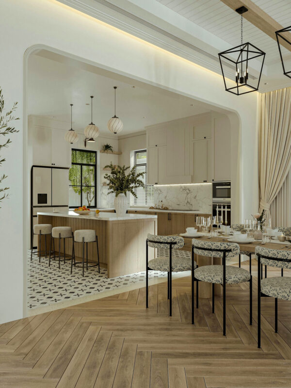 Kitchen Room 3D design of Thủy Minh House Farmhouse mix Modern style | NTDecor