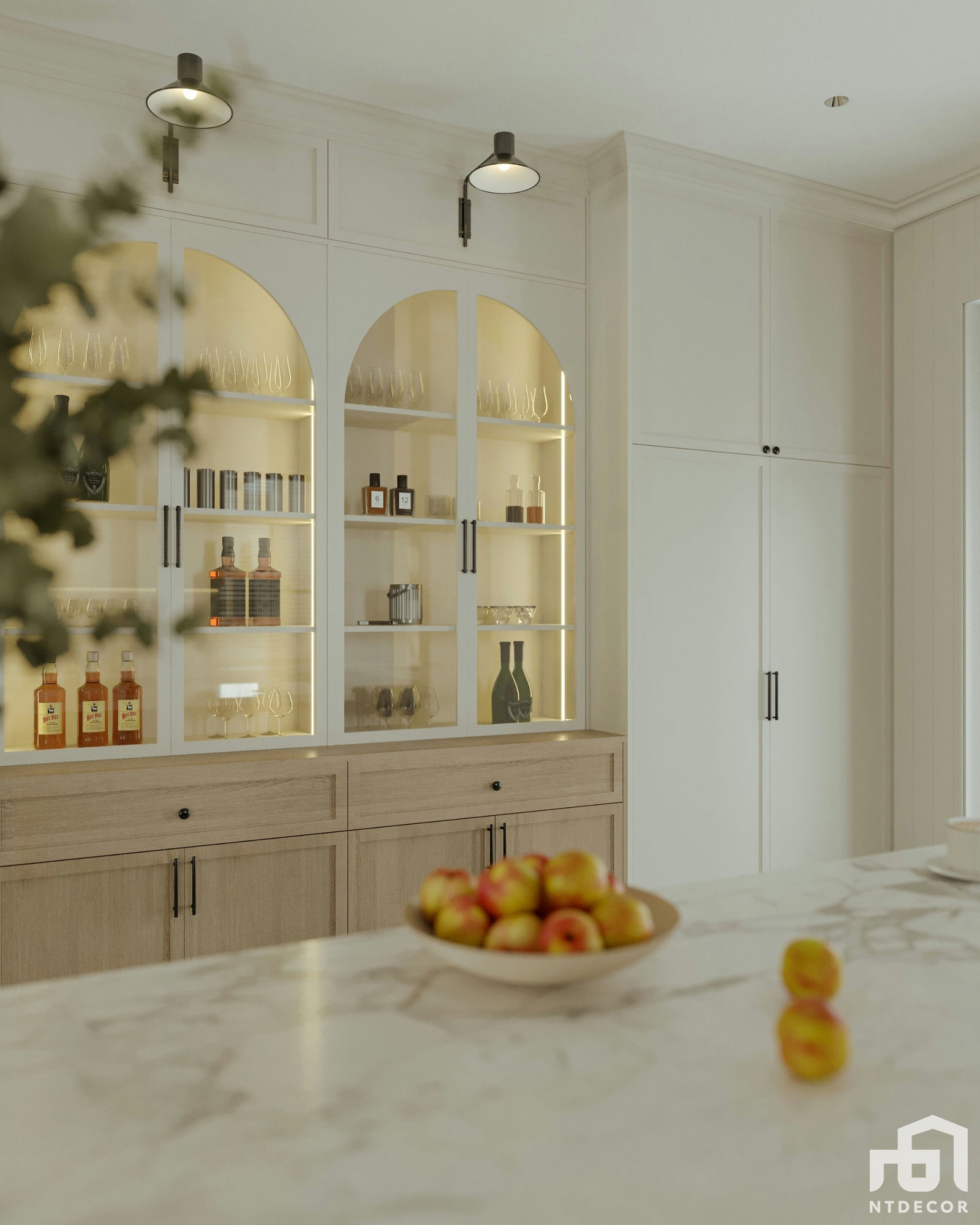 Liquor Cabinet 3D design of Thủy Minh House Farmhouse mix Modern style | NTDecor