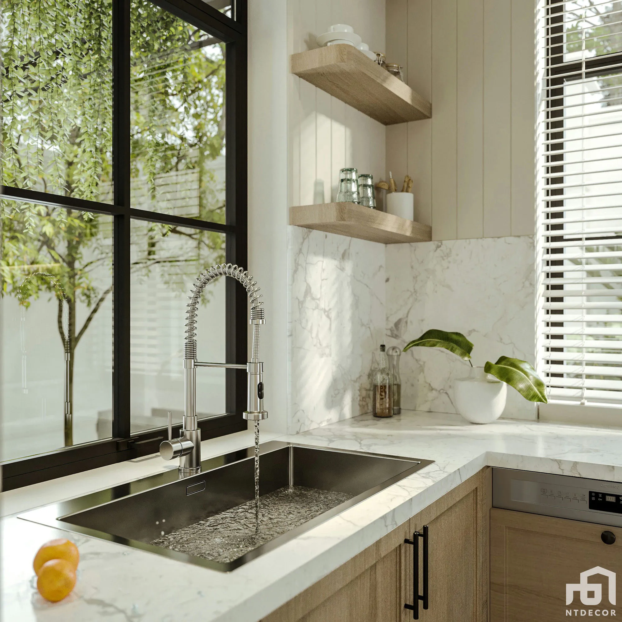 Kitchen Room 3D design of Thủy Minh House Farmhouse mix Modern style | NTDecor