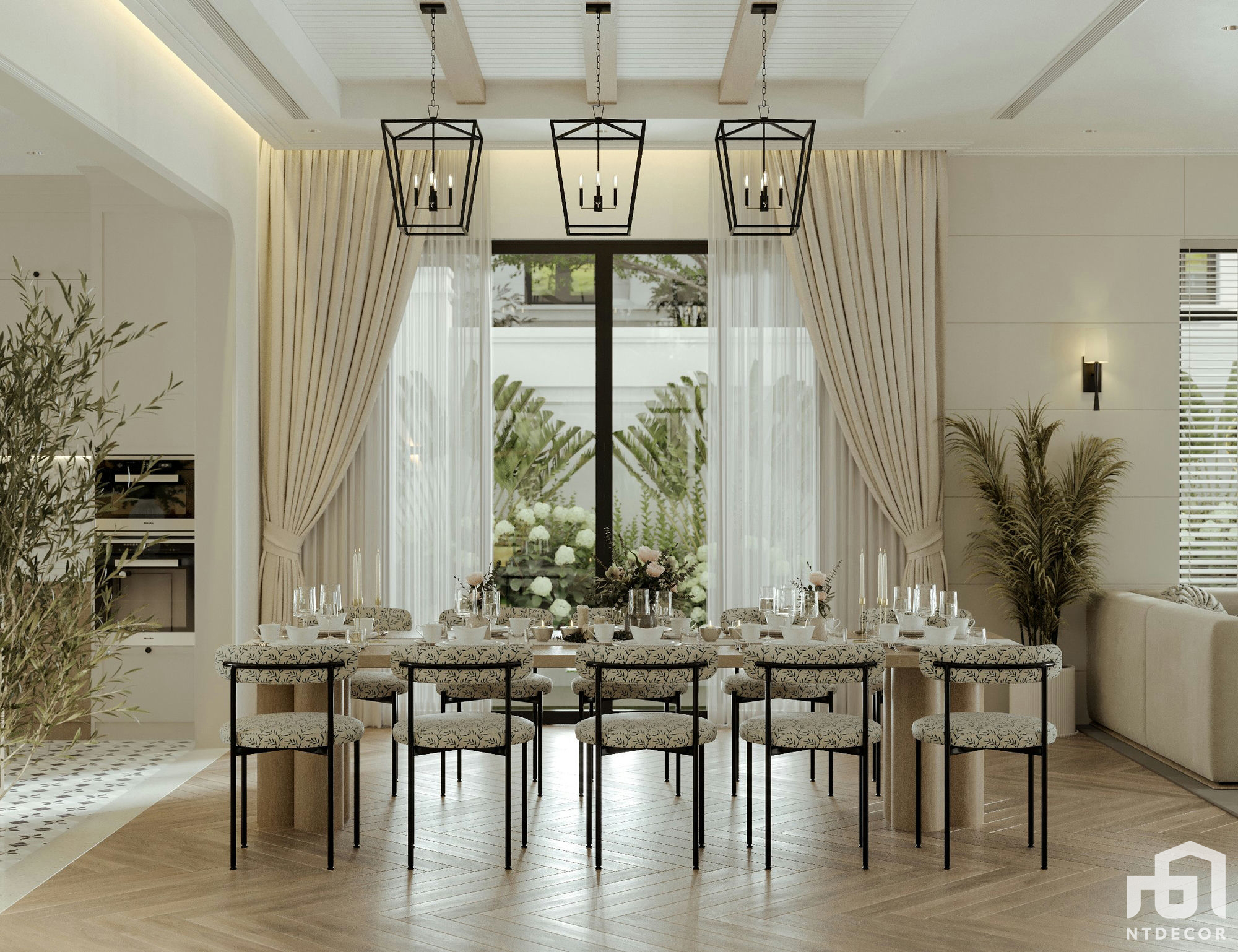 Dinner Table 3D design of Thủy Minh House Farmhouse mix Modern style | NTDecor