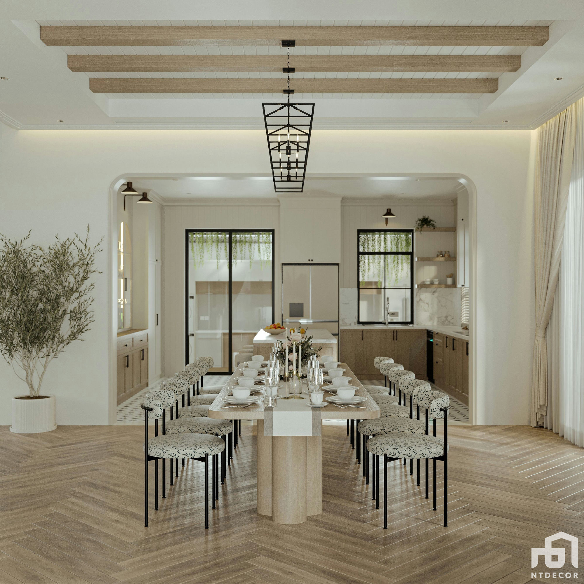 Kitchen Room 3D design of Thủy Minh House Farmhouse mix Modern style | NTDecor