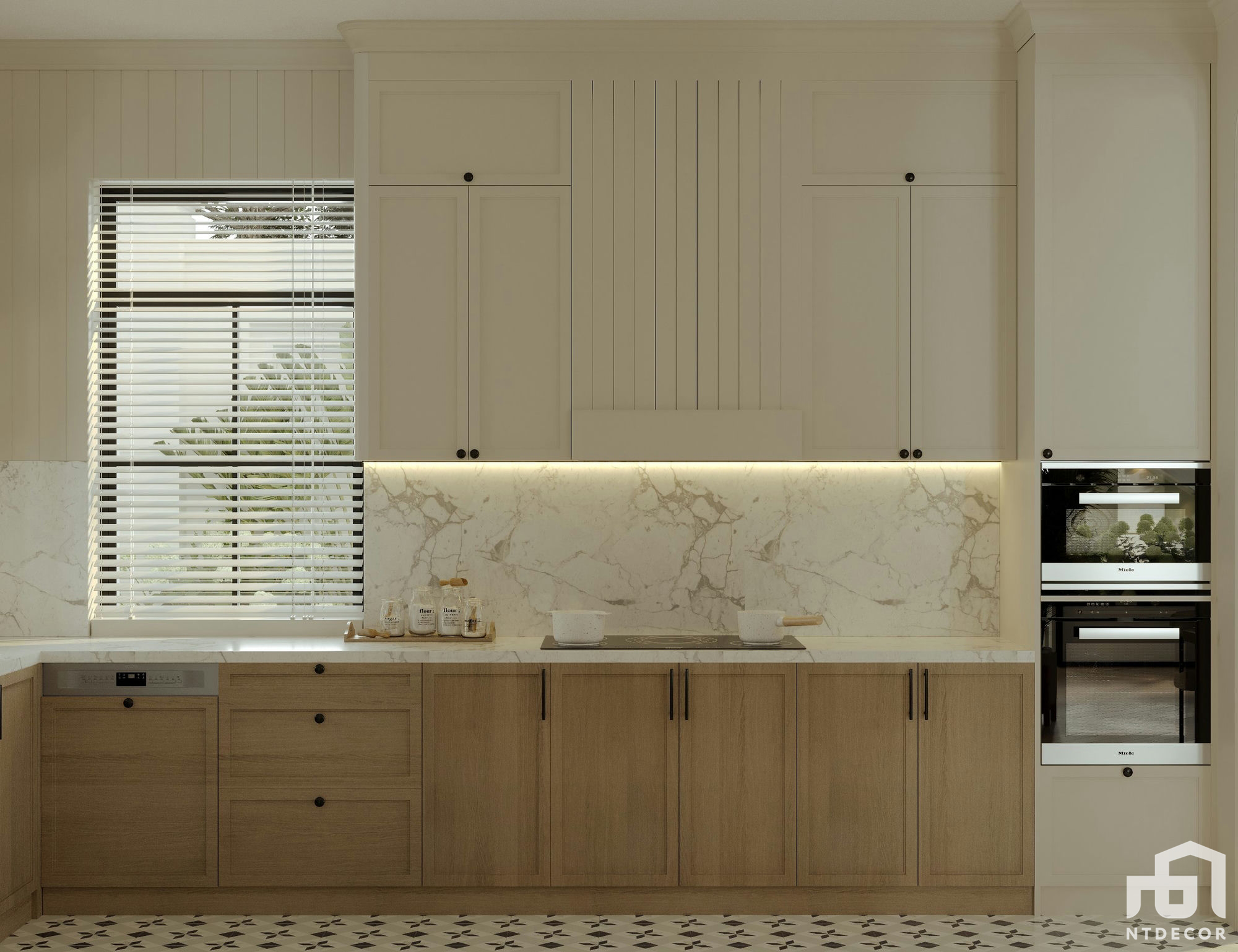 Kitchen Room 3D design of Thủy Minh House Farmhouse mix Modern style | NTDecor