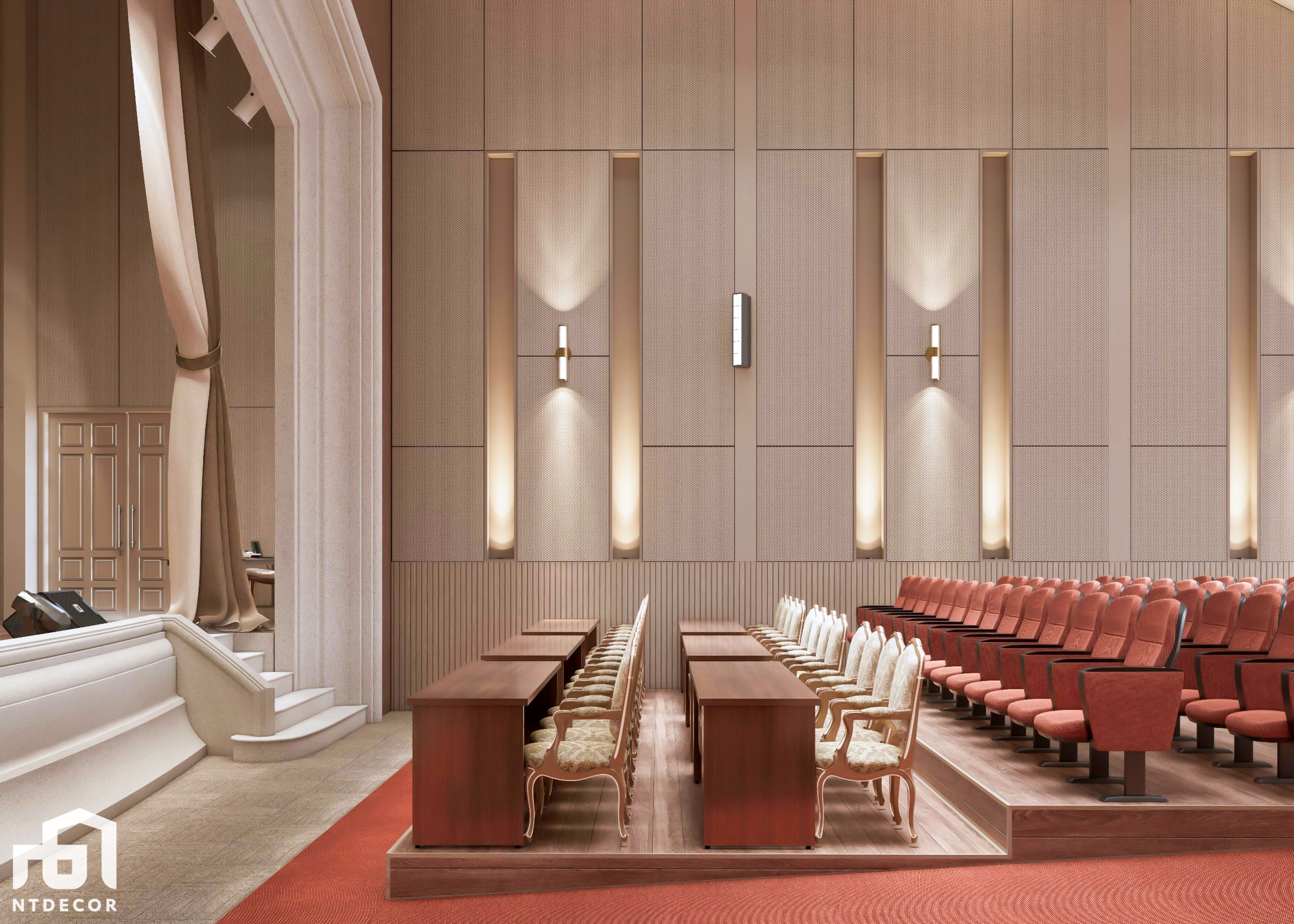 Space 3D design of Yersin University Hall Modern style | NTDecor