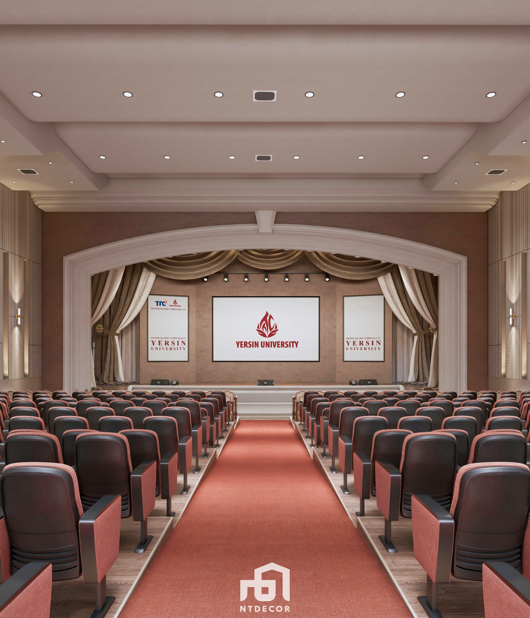 Space 3D design of Yersin University Hall Modern style | NTDecor