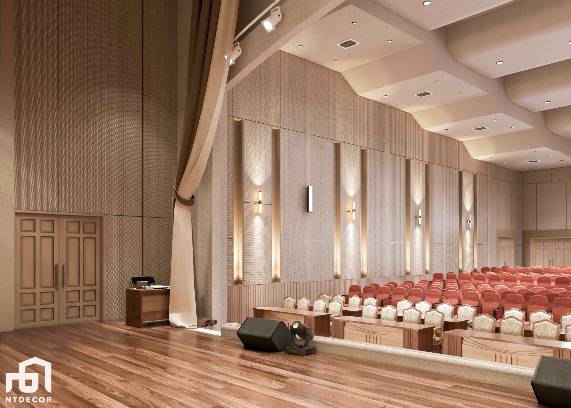 Space 3D design of Yersin University Hall Modern style | NTDecor