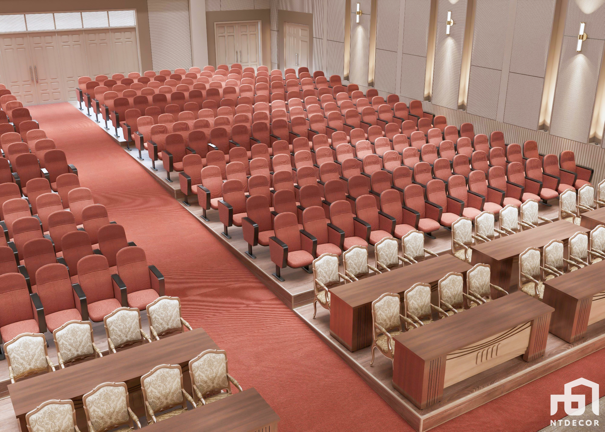 Space 3D design of Yersin University Hall Modern style | NTDecor