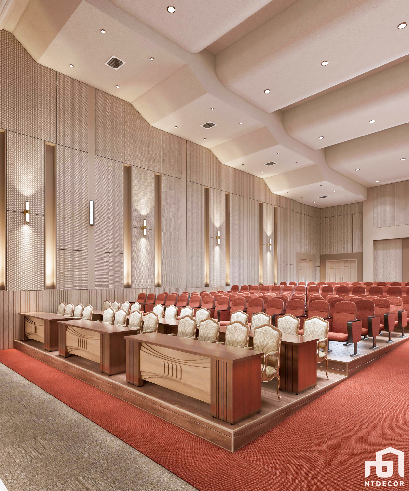 Space 3D design of Yersin University Hall Modern style | NTDecor