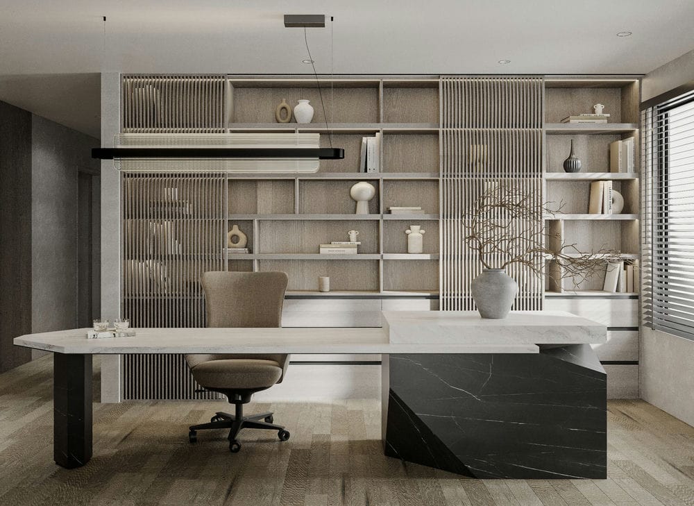 Working Table 3D Design Of Penthouse Xi Apartment Interior Design Modern Style